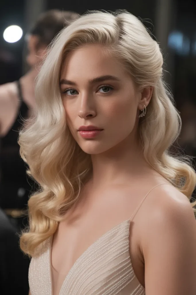 Soft Glam Hollywood Waves Half-Up