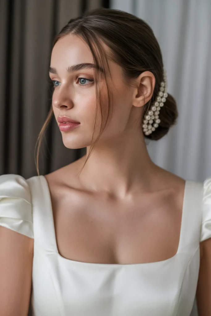 Soft Low Bun with Pearls