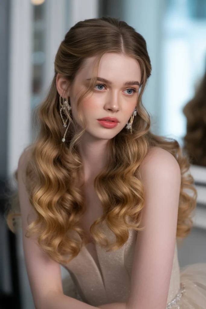 Soft Romantic Curls Half-Up