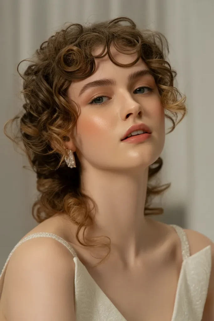 Voluminous Curly Half-Up Style