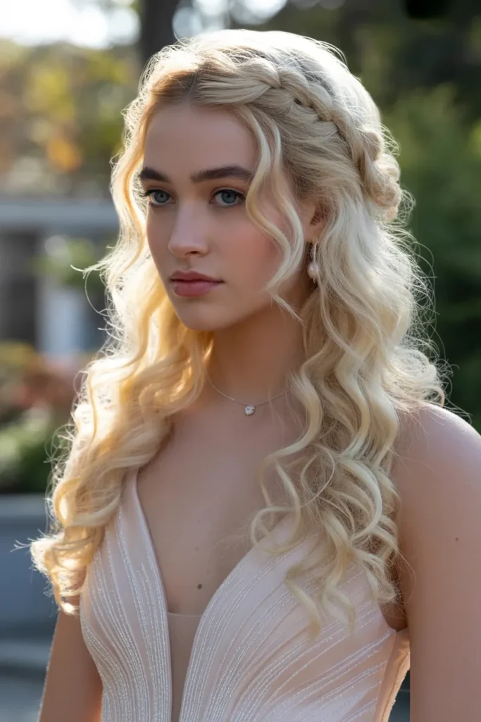 Waterfall Braid Half-Up Style