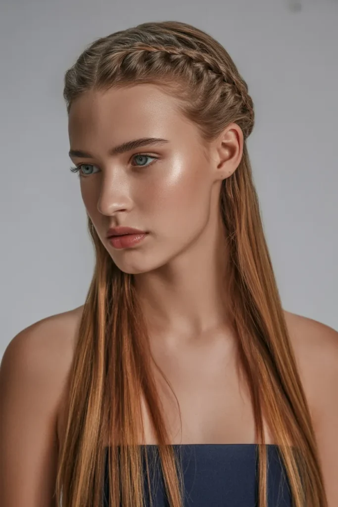 Waterfall Braid with Straight Hair