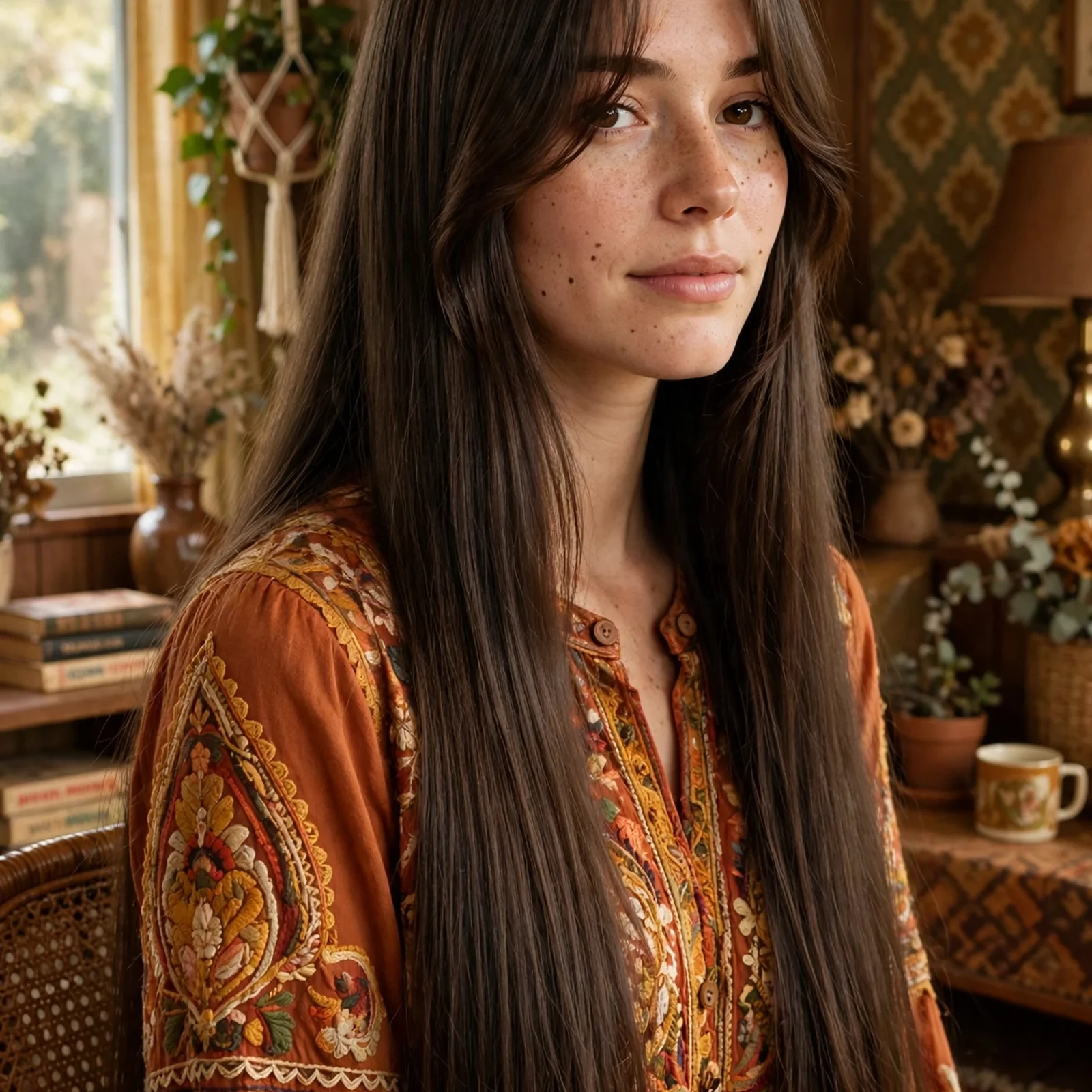 20 Iconic 70s Hairstyles for Women Making a Stylish Comeback in 2026: Curtain Bangs with Long Hair