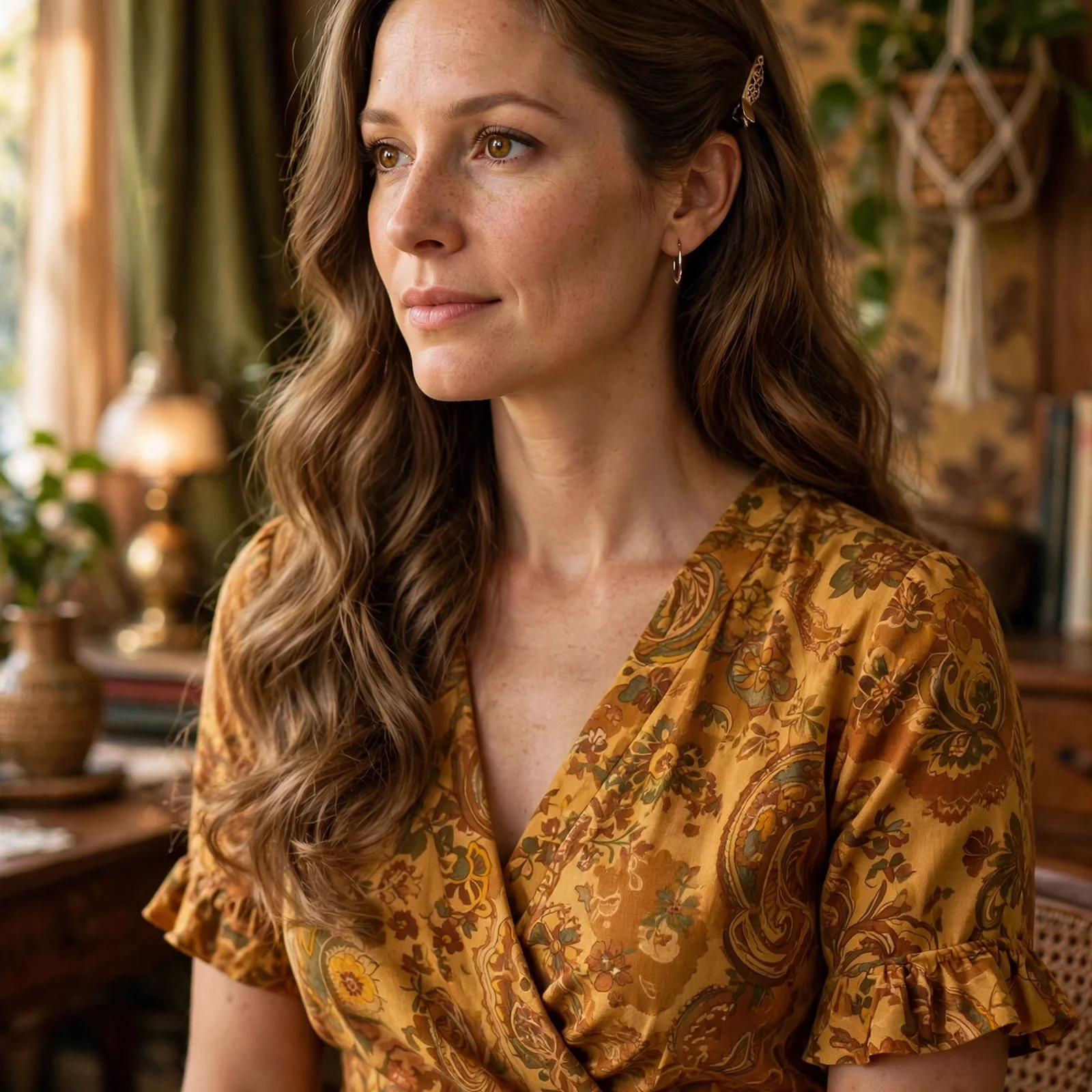 20 Iconic 70s Hairstyles for Women Making a Stylish Comeback in 2026: Pinned-Back Waves