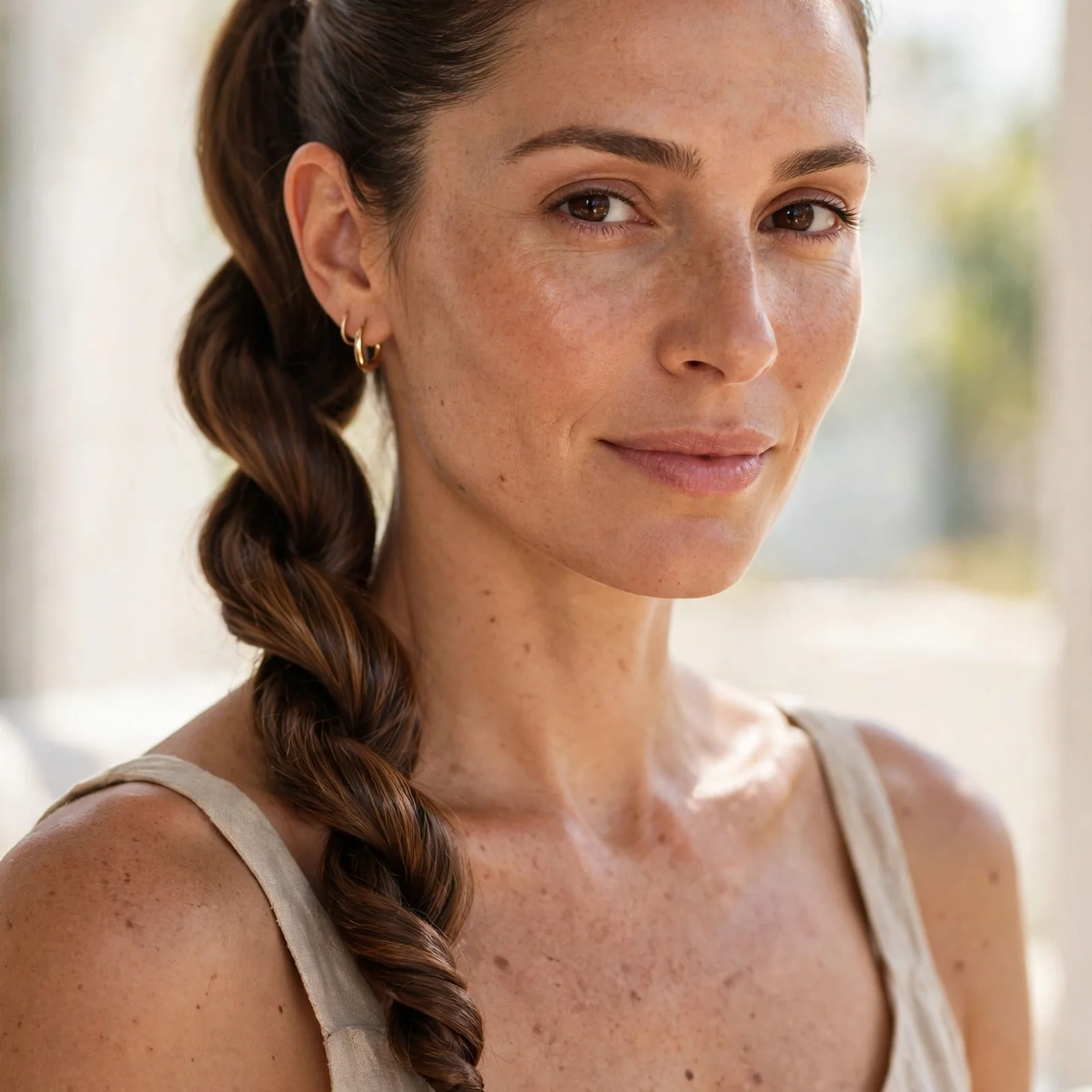 20 Anti-Frizz Hairstyles for Women That Stay Smooth in Humid Weather All Day: Rope Twist Ponytail