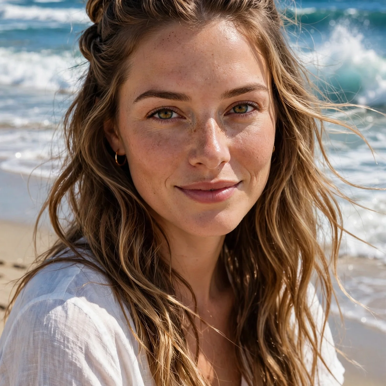 25 Beach Hairstyles for Women That Stay Neat in Wind & Humidity: Twisted Half-Up Waves