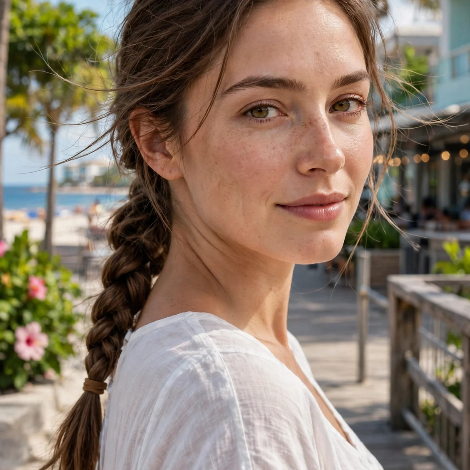 25 Beach Hairstyles for Women That Stay Neat in Wind & Humidity: Low Braided Ponytail