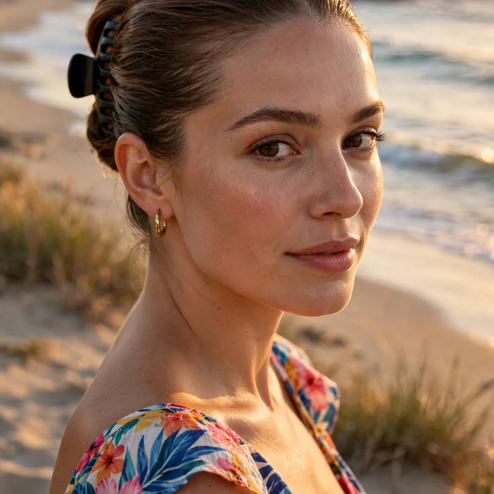 25 Beach Hairstyles for Women That Stay Neat in Wind & Humidity: Slicked Back Claw Clip Bun