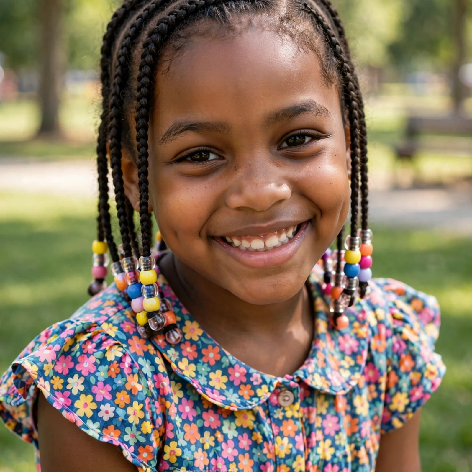 20 Adorable Black Kids Braids Hairstyles for Little Girls In 2026: Classic Cornrows with Beads