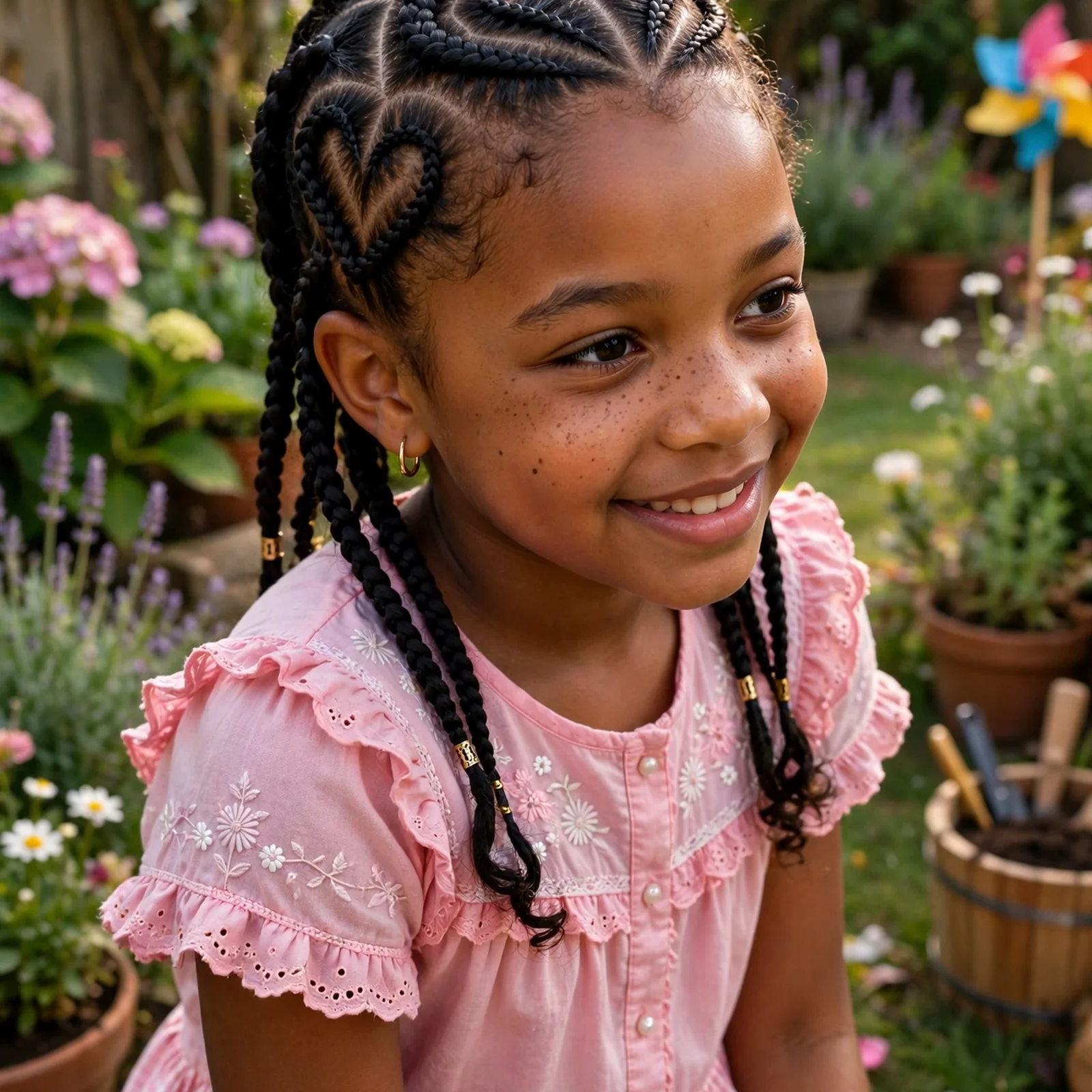 20 Adorable Black Kids Braids Hairstyles for Little Girls In 2026: Heart-Shaped Cornrows