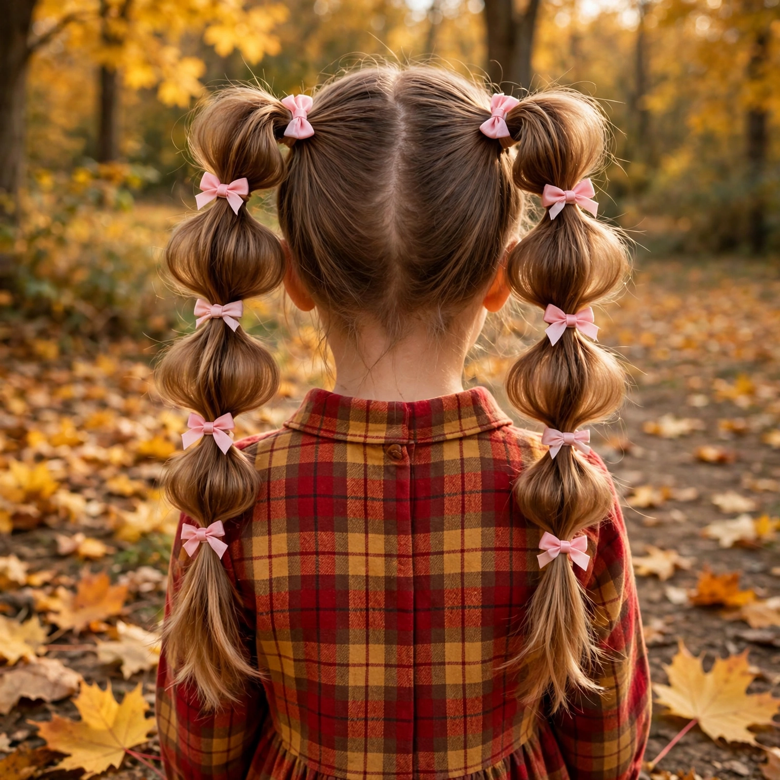 Bubble Ponytail with Fall Ribbon