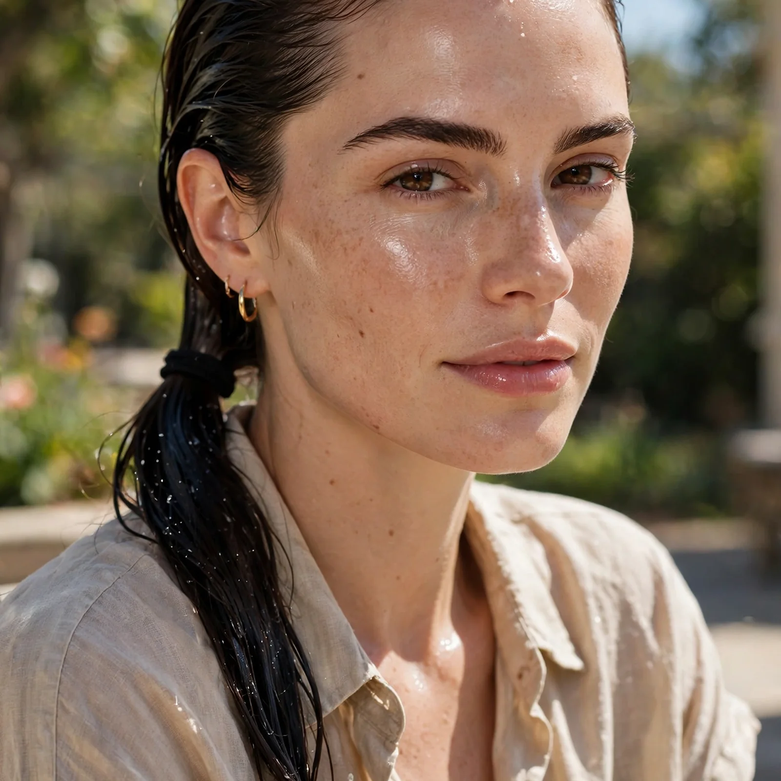20 Effortless Summer Hairstyles for Women That Stay Intact in Heat: Slicked-Back Wet Look Ponytail