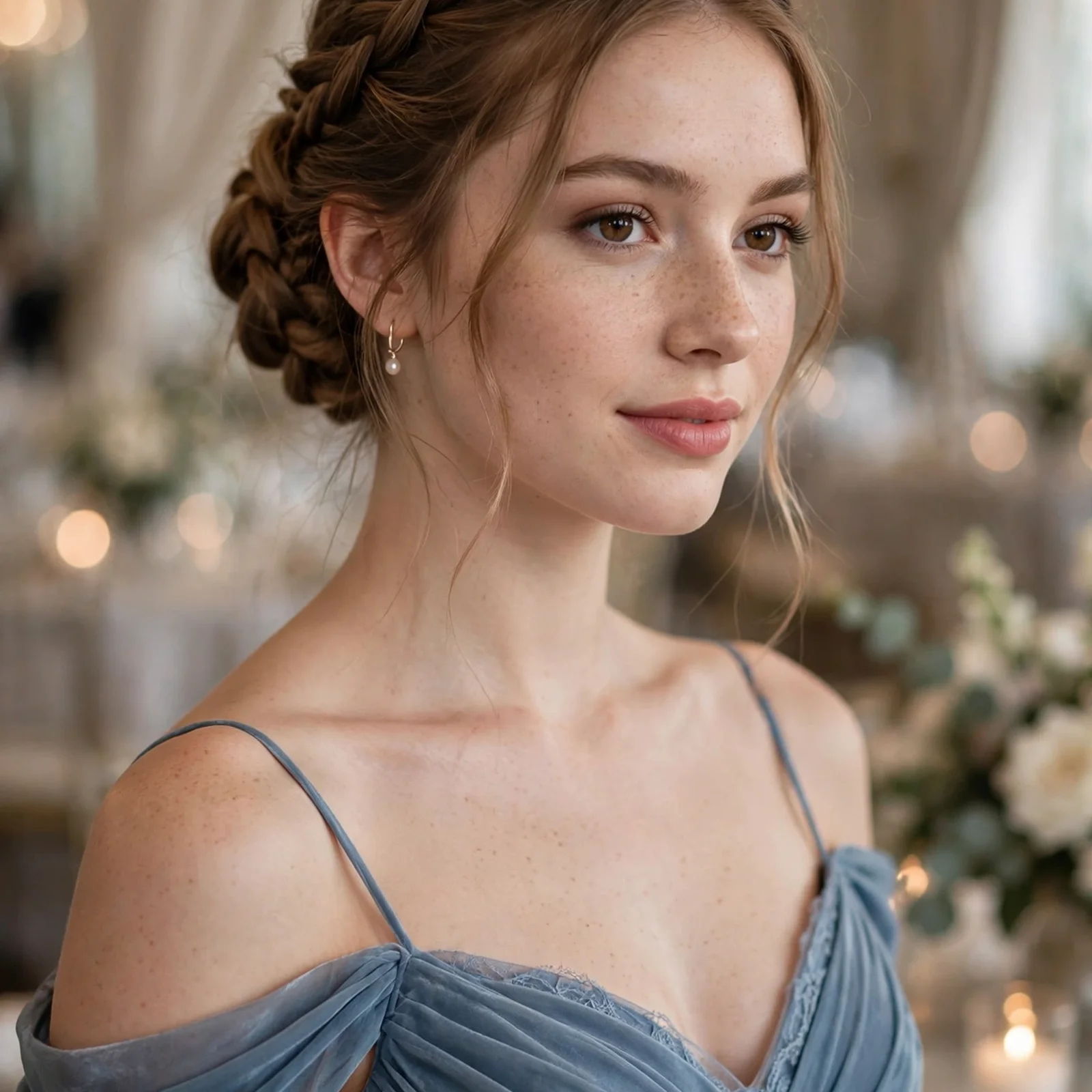 15 Elegant Bridesmaid Hairstyles That Complement Every Dress in 2026: Braided Low Bun