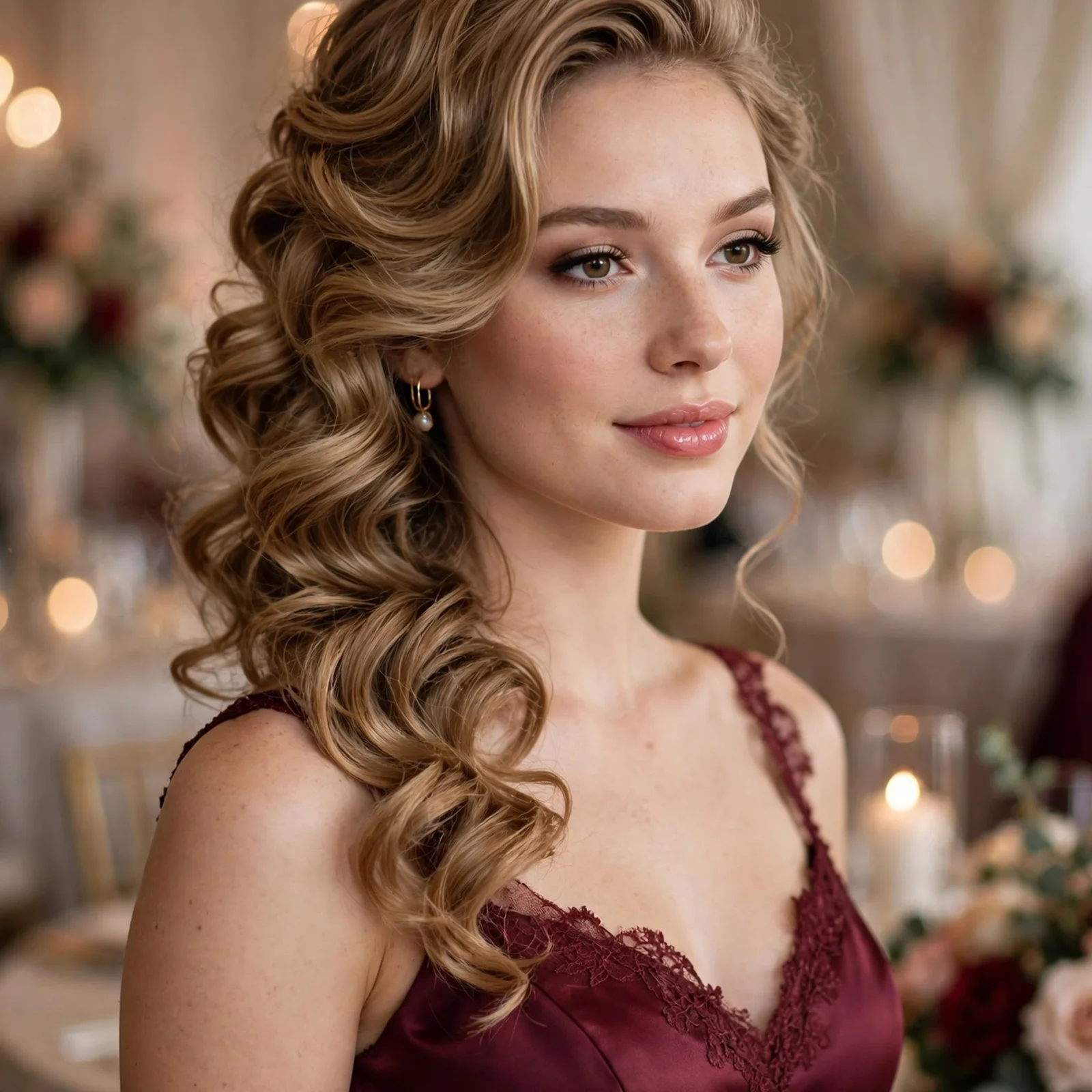 15 Elegant Bridesmaid Hairstyles That Complement Every Dress in 2026: Side-Swept Curls