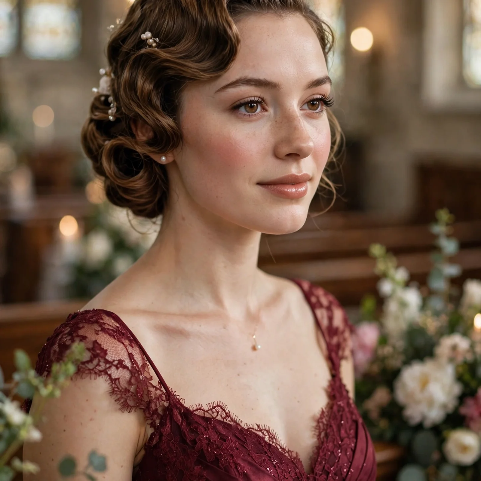 15 Elegant Bridesmaid Hairstyles That Complement Every Dress in 2026: Low Rolled Updo
