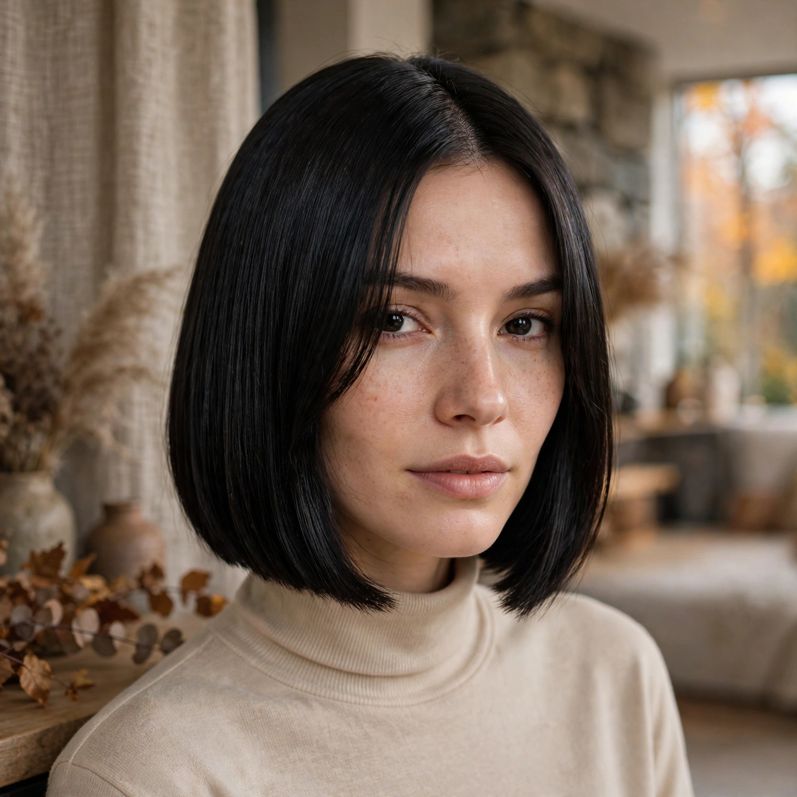 Blunt Bob with Curtain Bangs