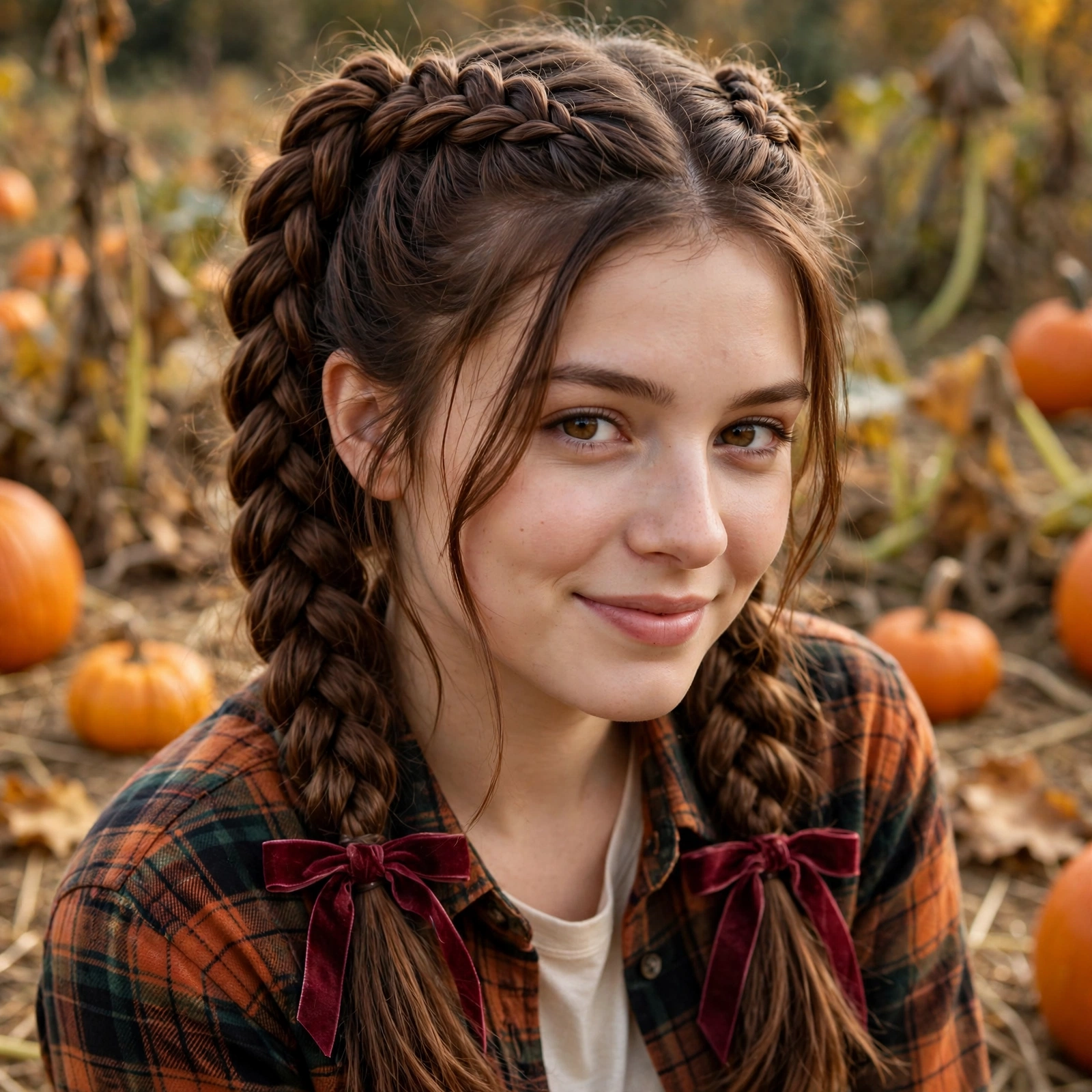 Dutch Braid Pigtails with Ribbons
