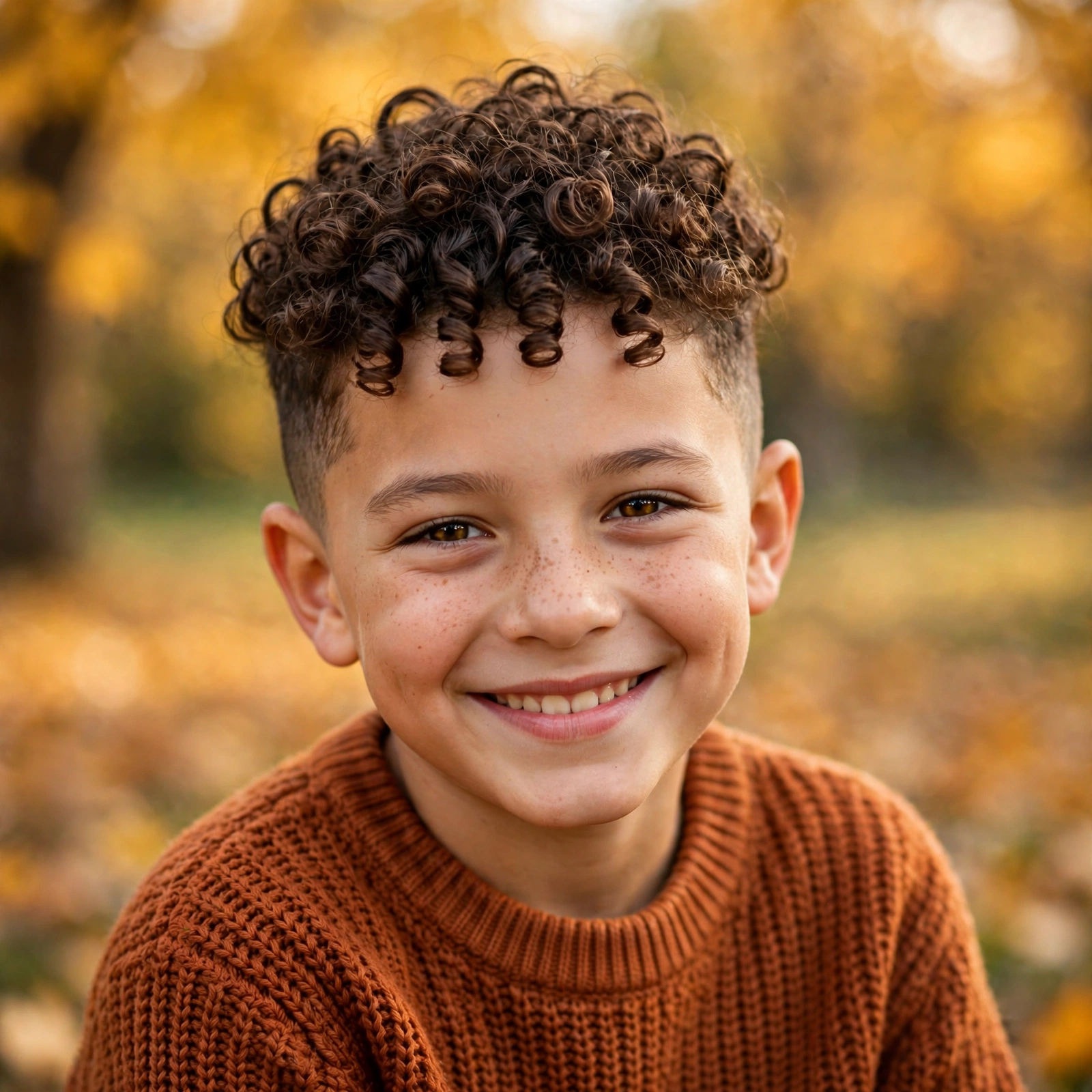 Fall Curly Hairstyles for Boys: Curly Top Taper Fade