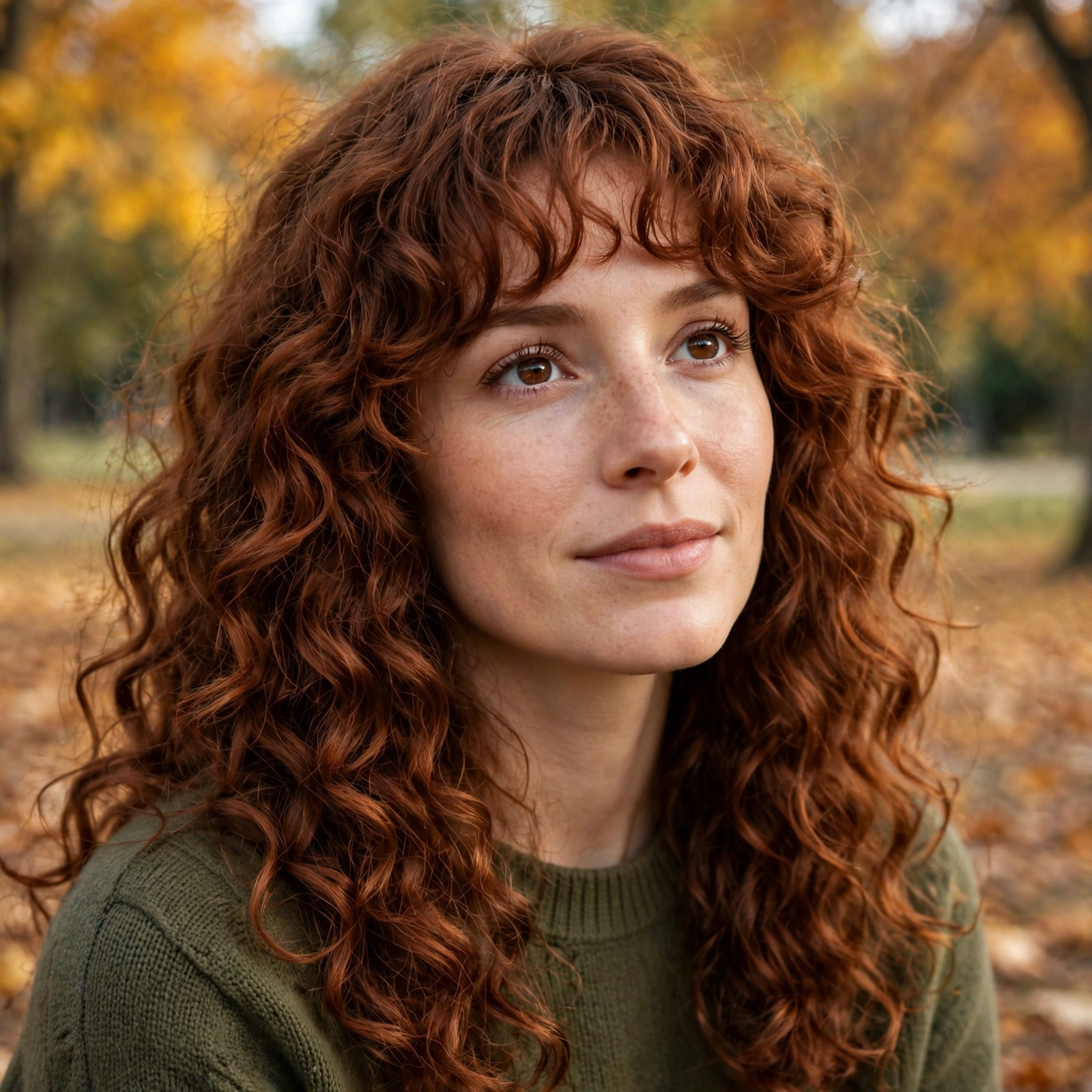Curly Bangs with Long Layers