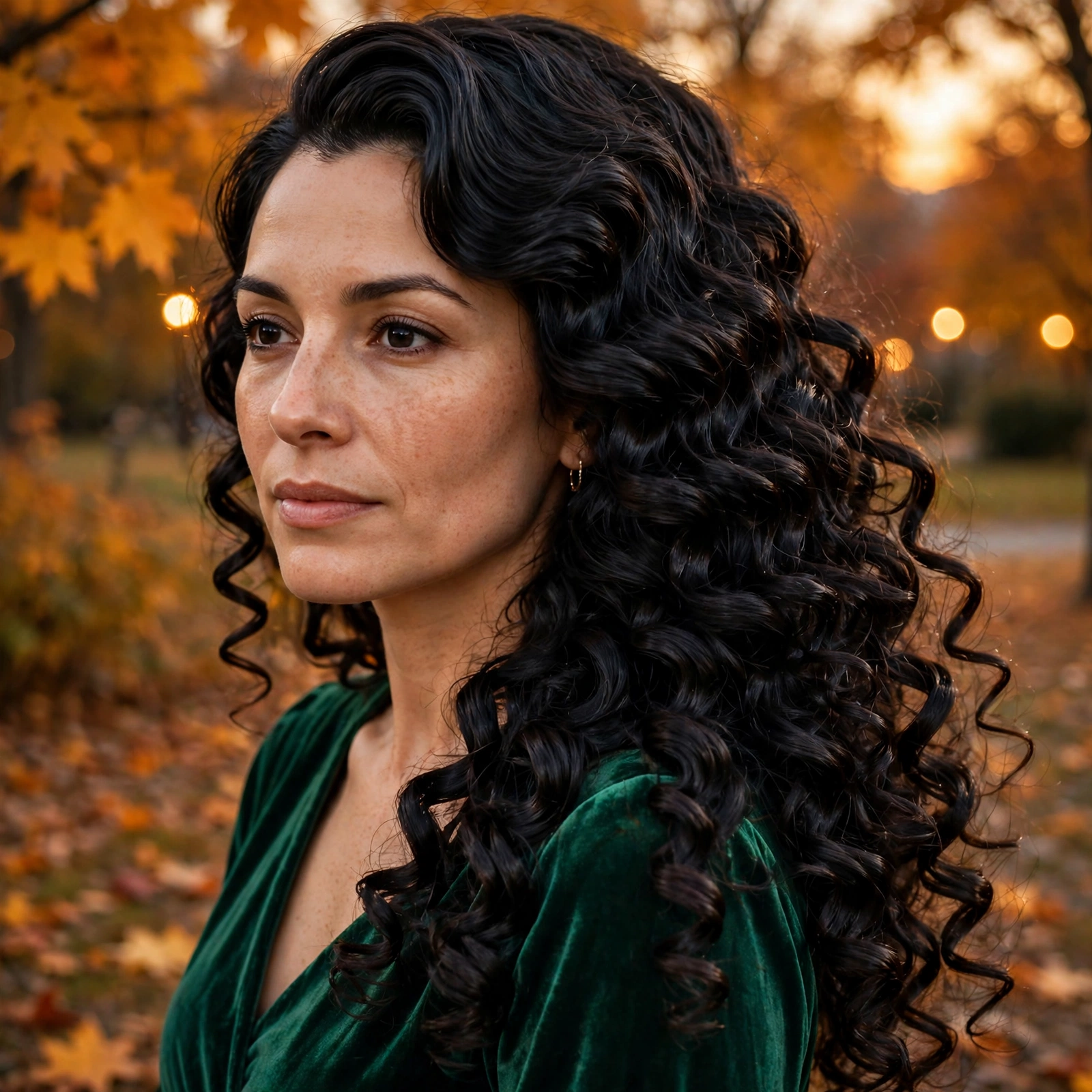 Defined Ringlets with Side Part