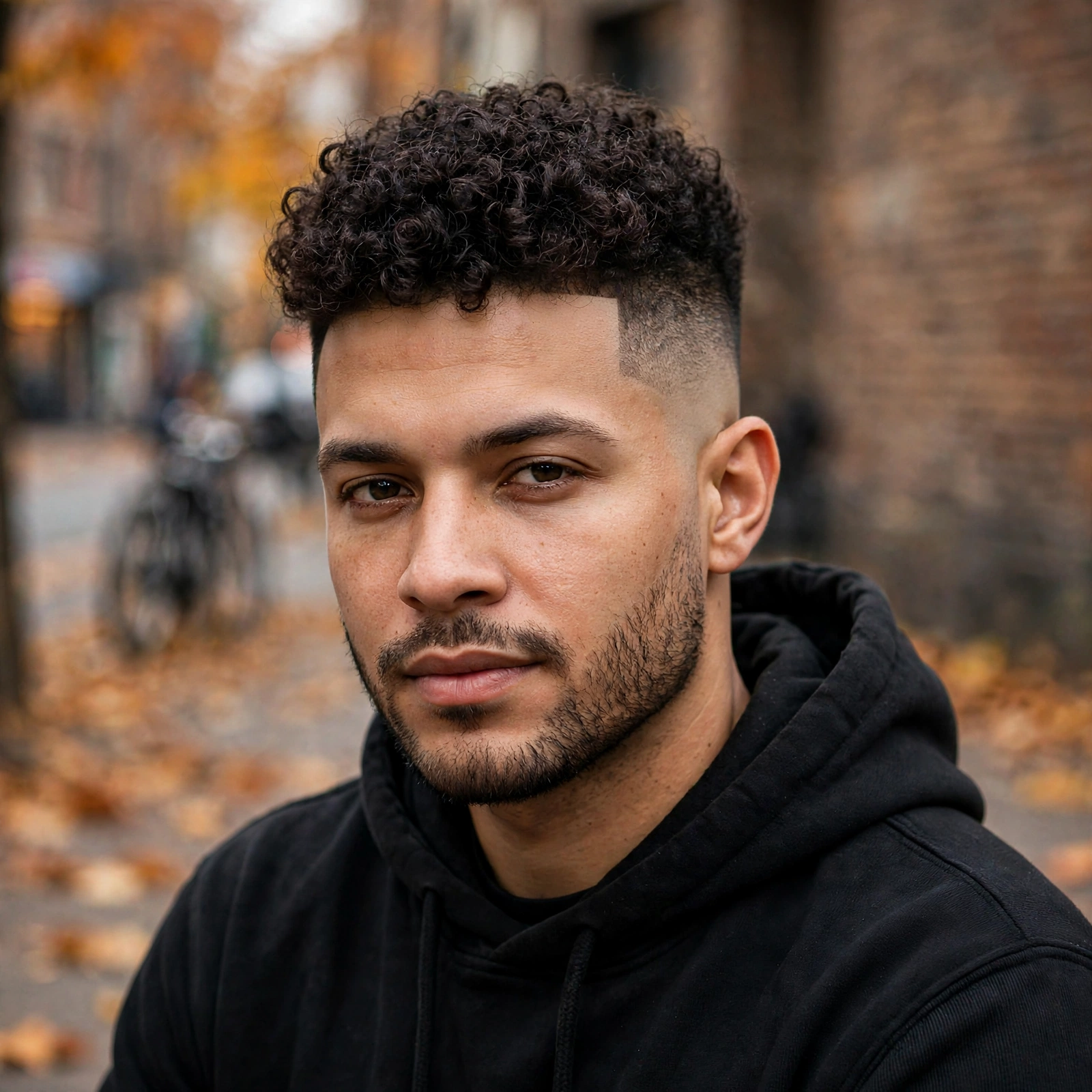 High Fade with Curly Top