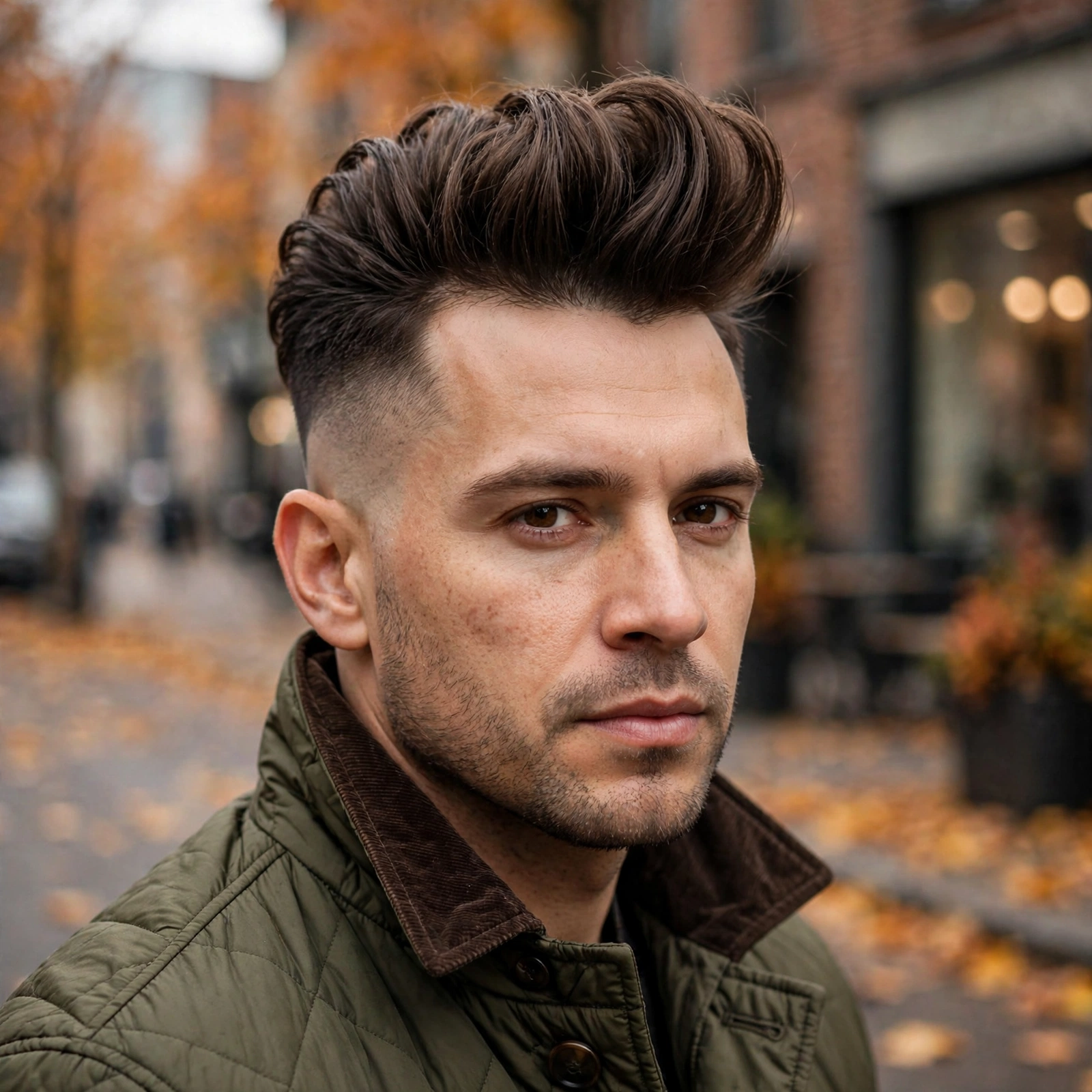 Bald Fade with Pompadour