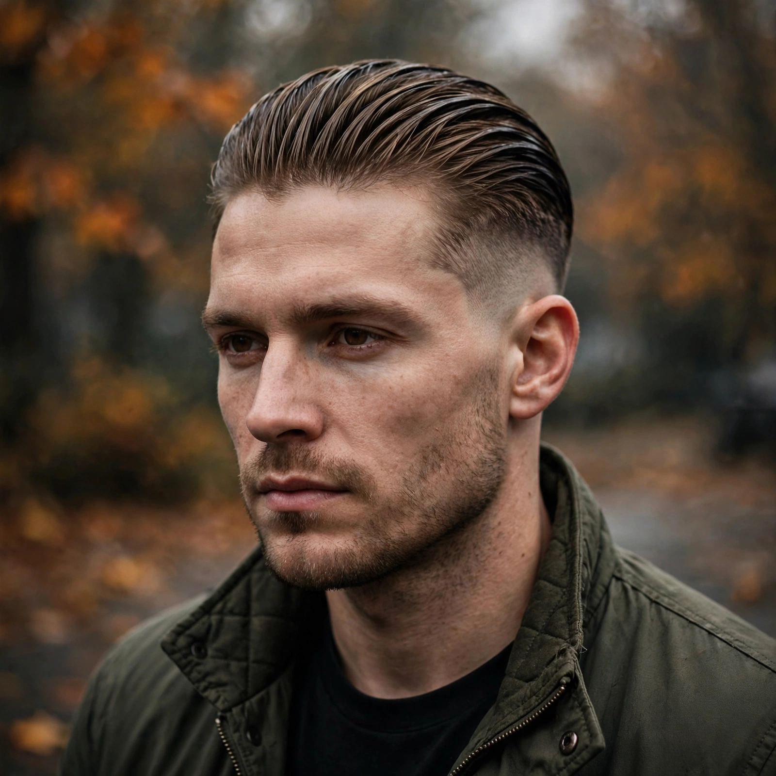 Mid Fade with Slick-Back