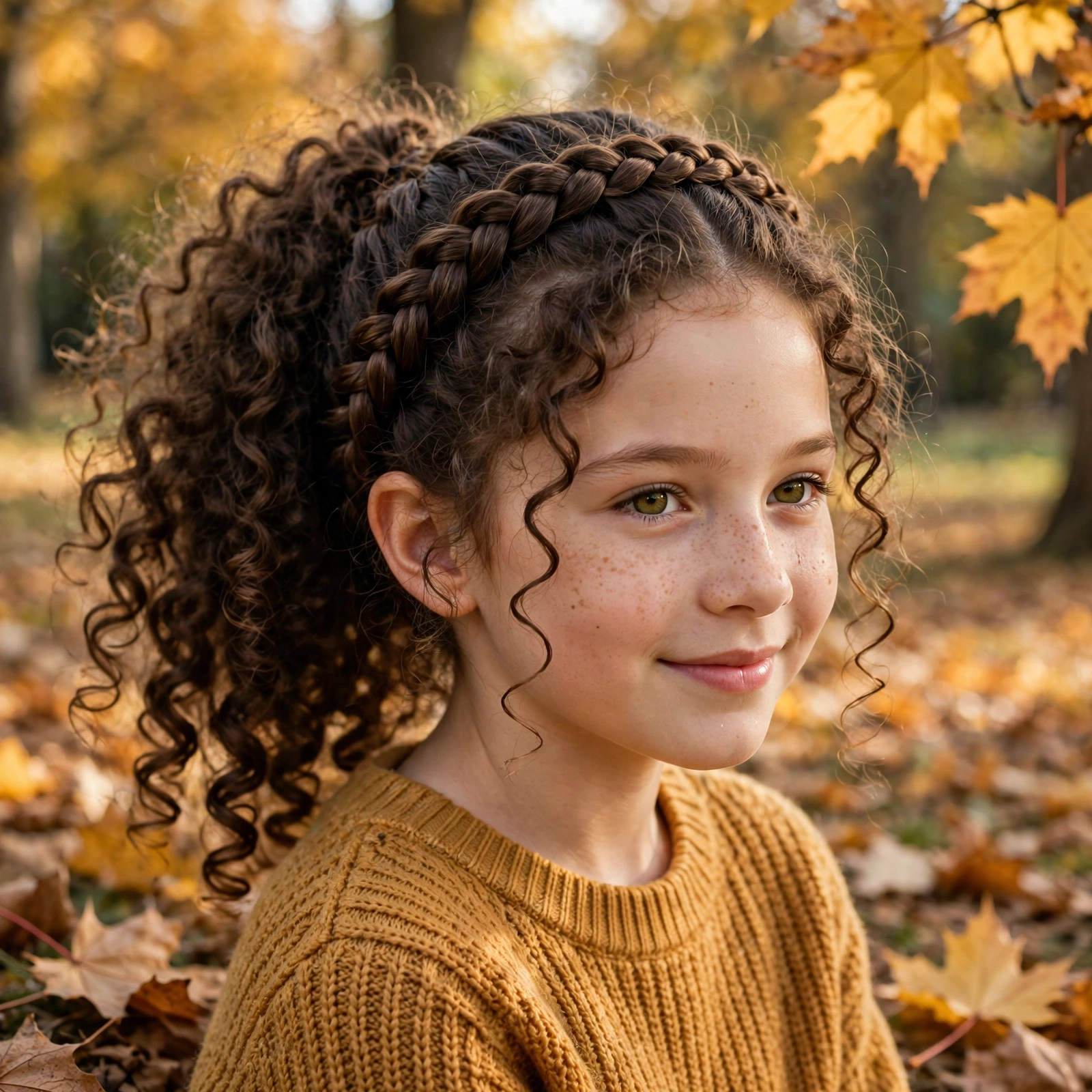 Dutch Braid Crown into Curly Ponytail
