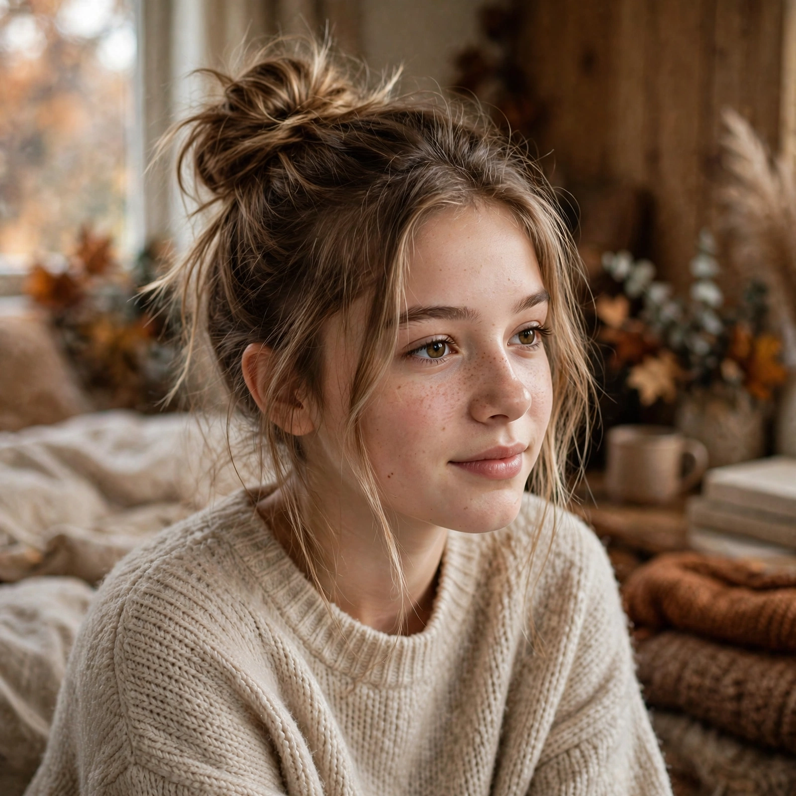 Messy Bun with Face-Framing Pieces