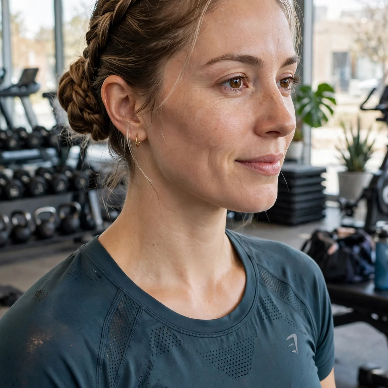 20 Gym-Friendly Hairstyles for Women That Handle Sweat (Stay Secure All Day): Braided Low Bun