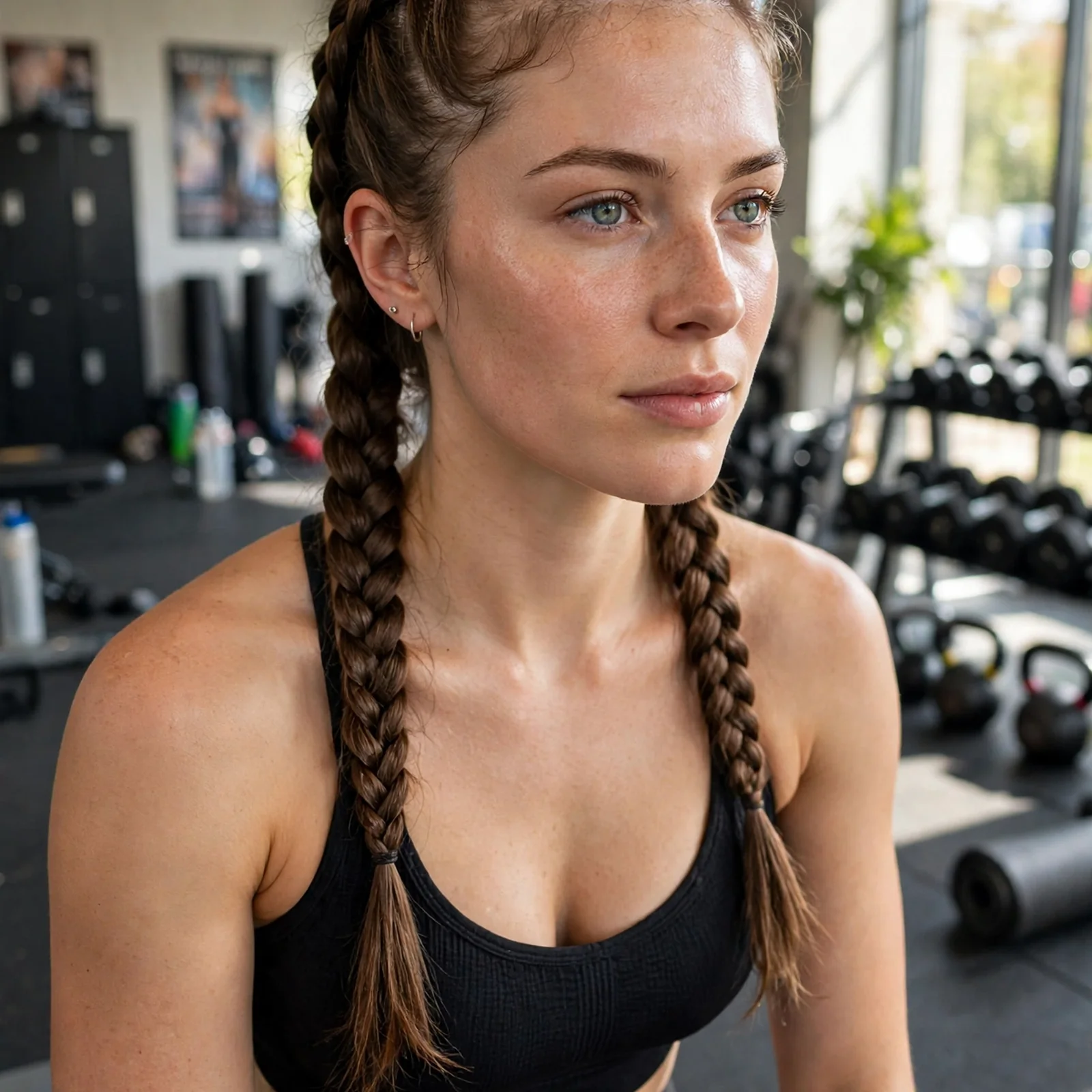 20 Gym-Friendly Hairstyles for Women That Handle Sweat (Stay Secure All Day): Double Dutch Braids