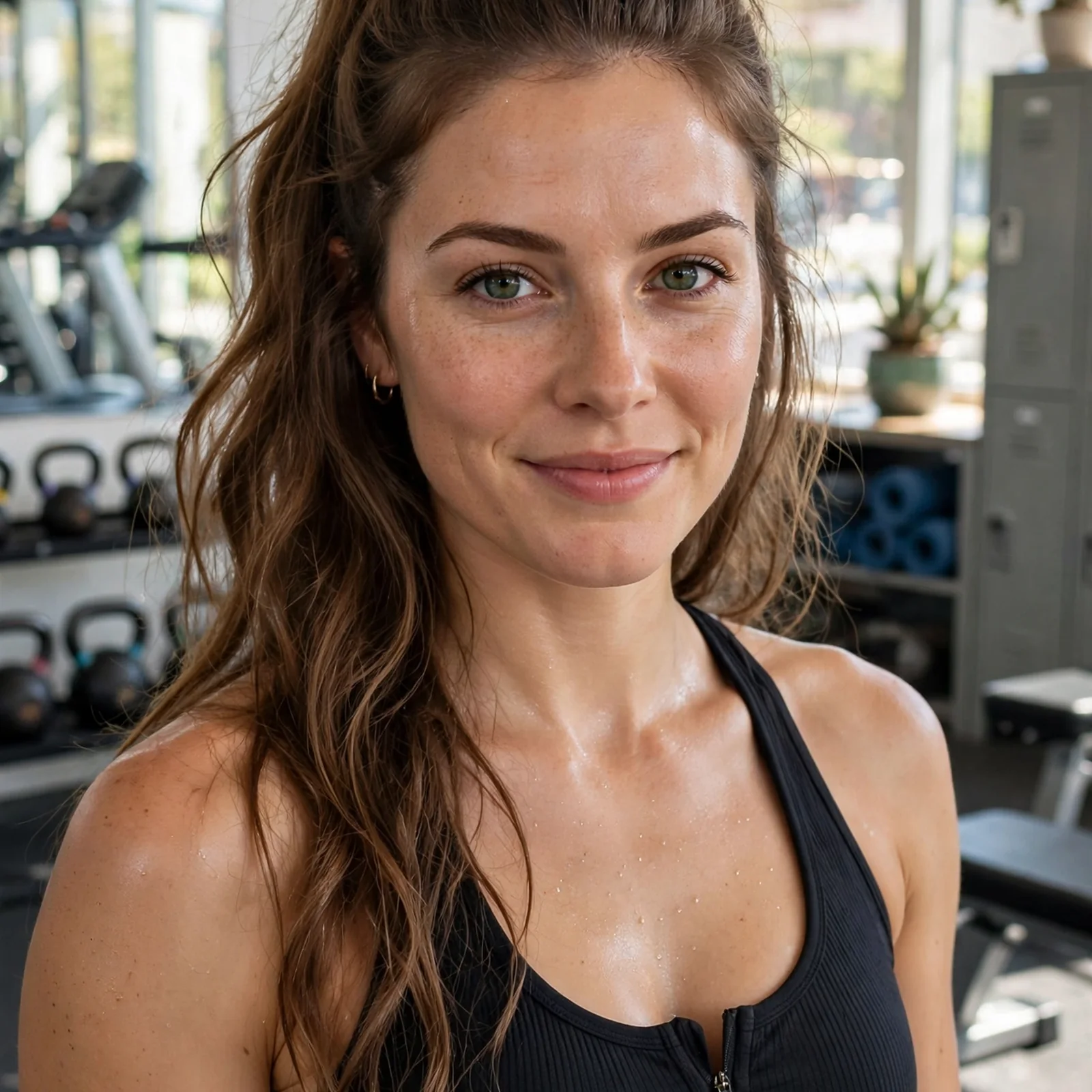 20 Gym-Friendly Hairstyles for Women That Handle Sweat (Stay Secure All Day): Half-Up Workout Ponytail