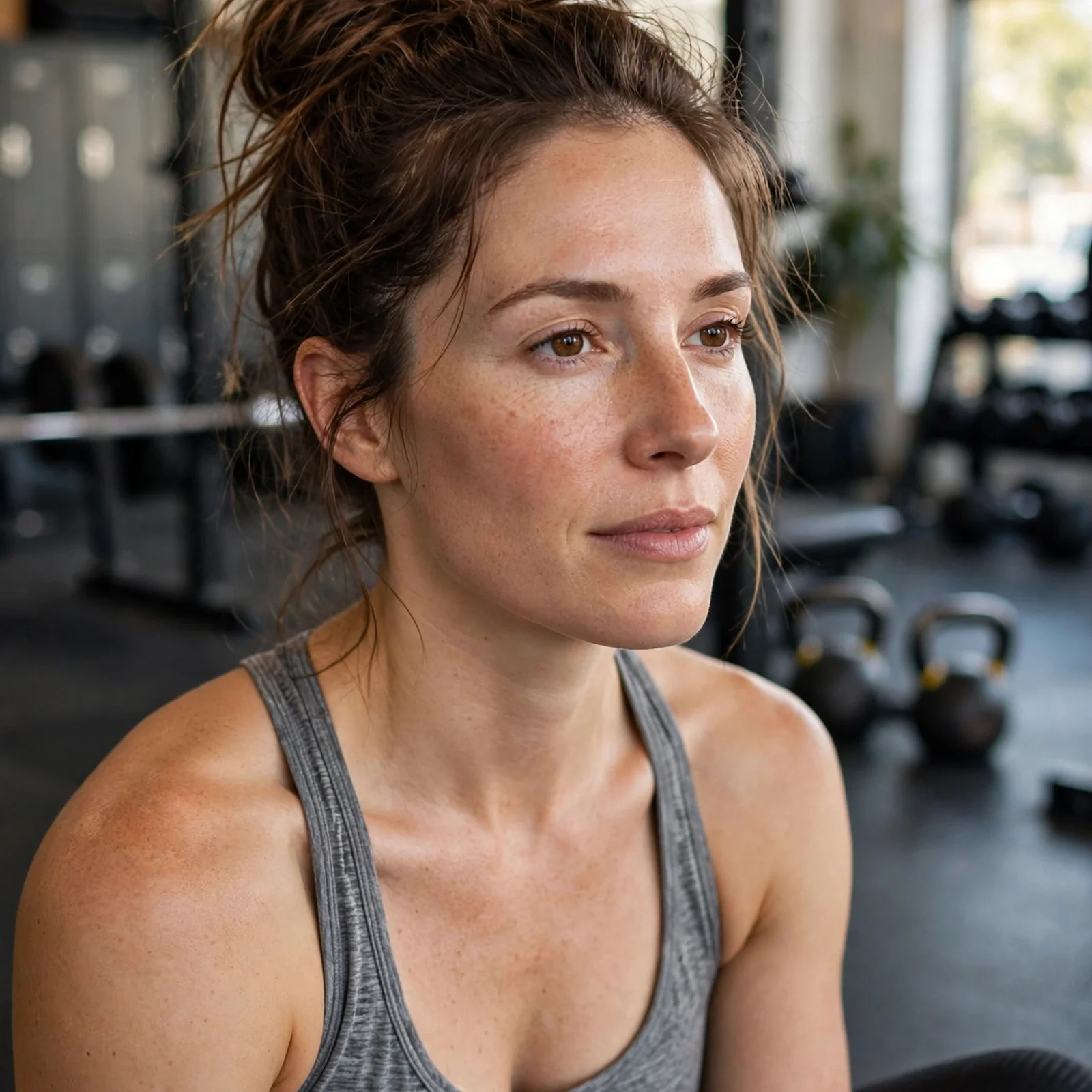 20 Gym-Friendly Hairstyles for Women That Handle Sweat (Stay Secure All Day): Messy Athletic Bun