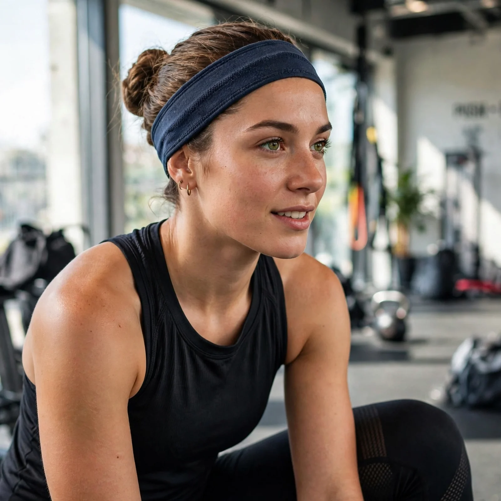 20 Gym-Friendly Hairstyles for Women That Handle Sweat (Stay Secure All Day): Sporty Headband Bun