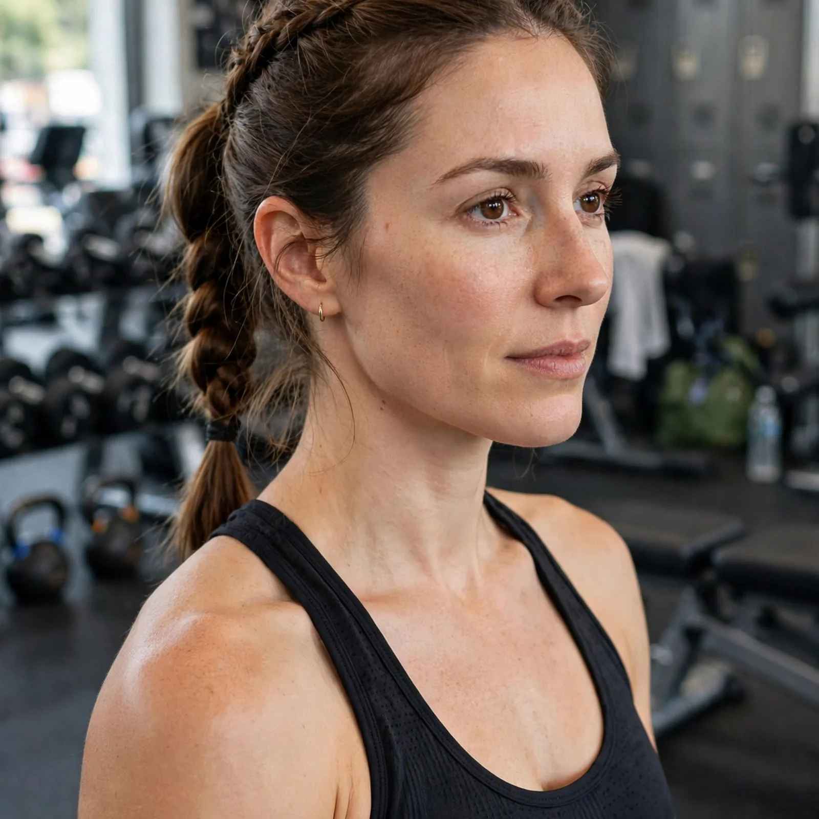 20 Gym-Friendly Hairstyles for Women That Handle Sweat (Stay Secure All Day): Low Braided Ponytail