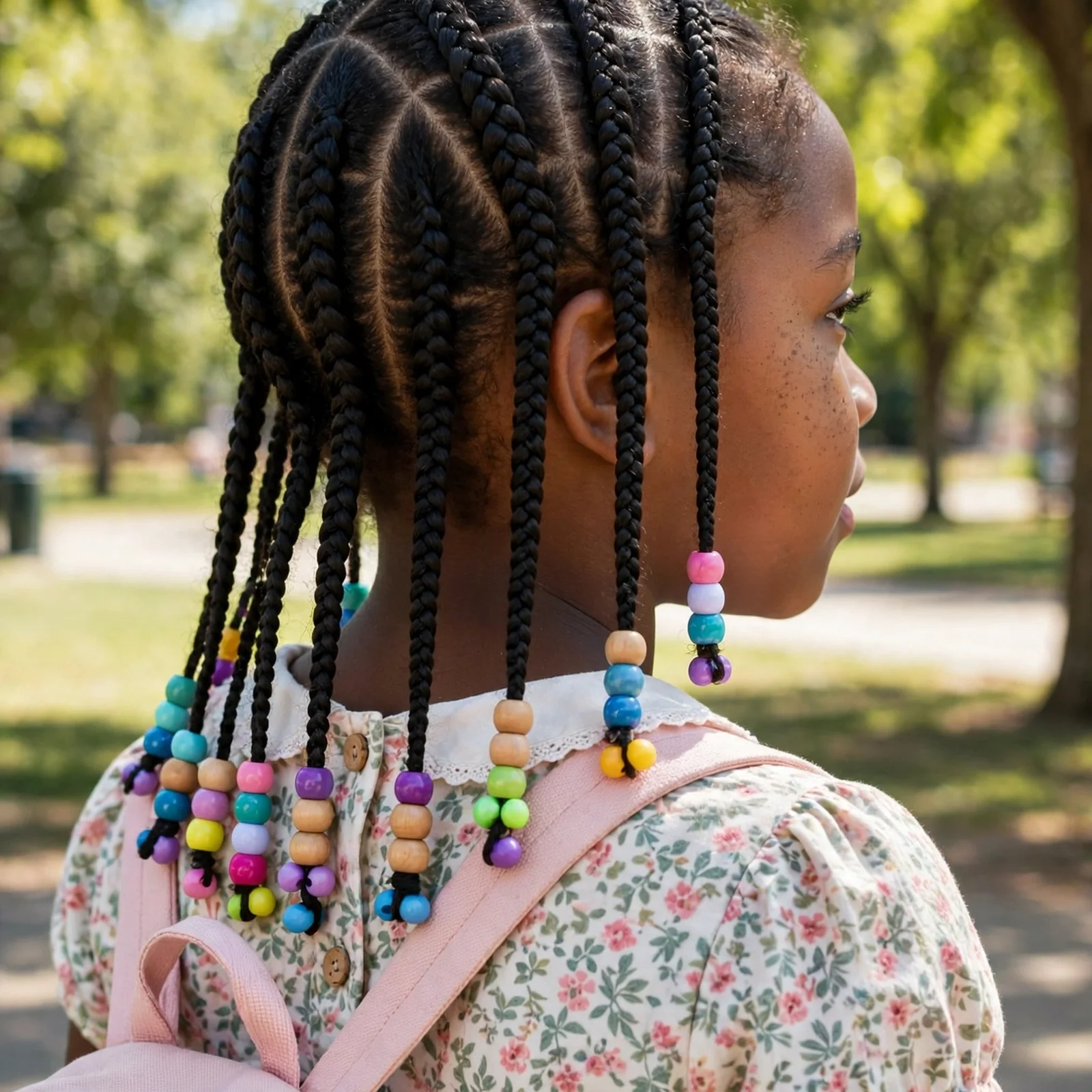 25 Cute & Easy Hairstyles For Black Girls For School, Parties & Beyond: Cornrows with Beads