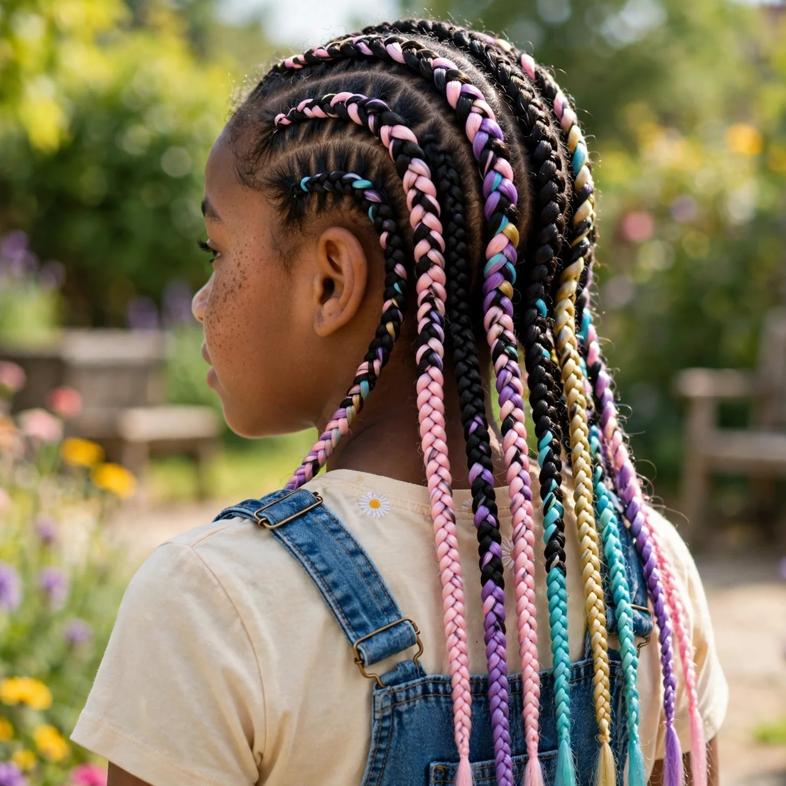 25 Cute & Easy Hairstyles For Black Girls For School, Parties & Beyond: Box Braids with Color Extensions