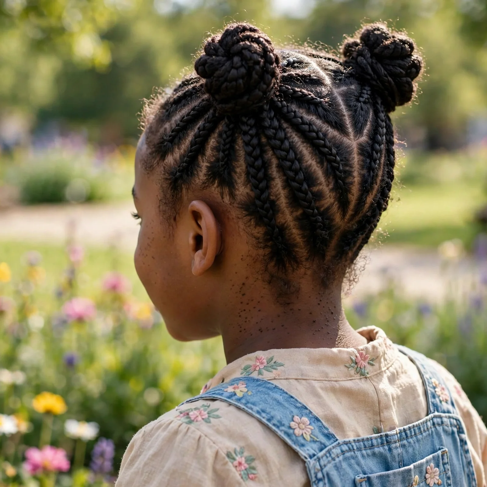 25 Cute & Easy Hairstyles For Black Girls For School, Parties & Beyond: Space Buns with Braids