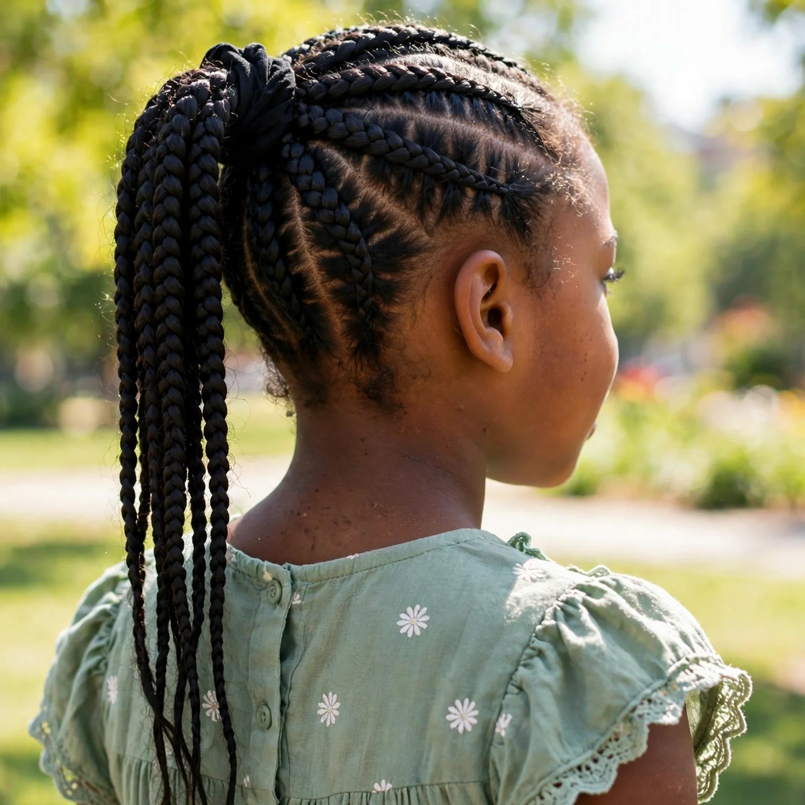 25 Cute & Easy Hairstyles For Black Girls For School, Parties & Beyond: Feed-In Braids into Ponytail