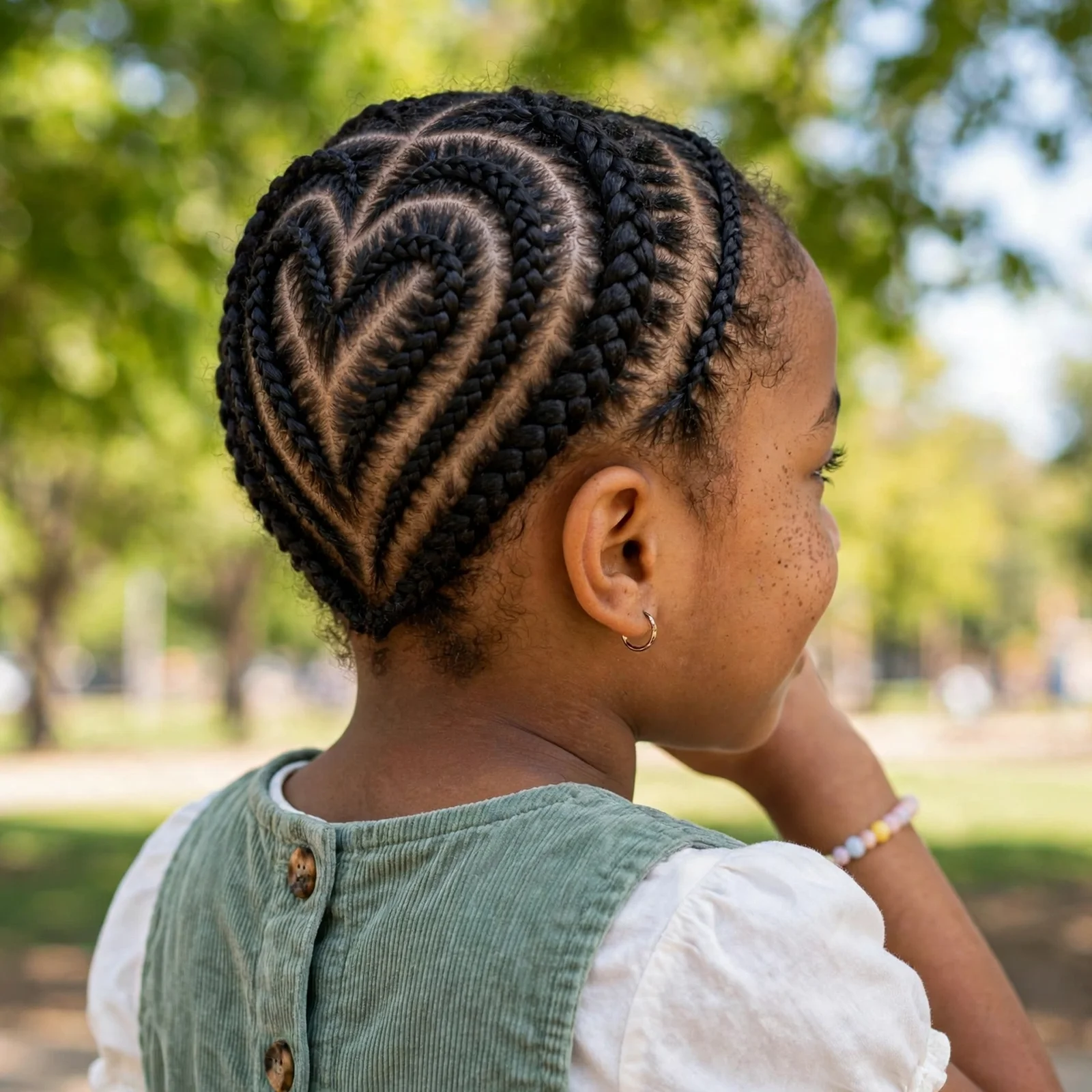 25 Cute & Easy Hairstyles For Black Girls For School, Parties & Beyond: Heart-Shaped Cornrows