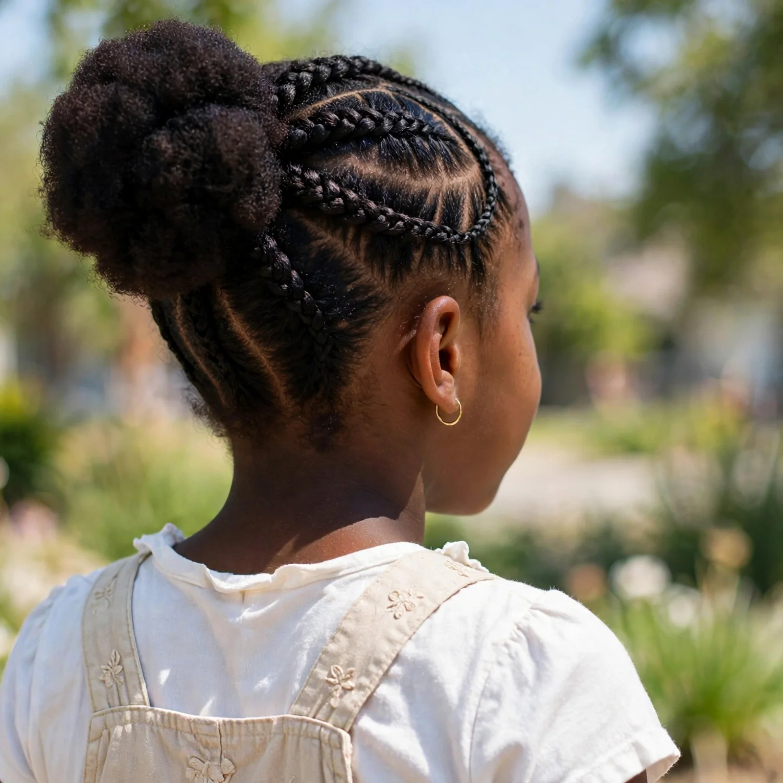 25 Cute & Easy Hairstyles For Black Girls For School, Parties & Beyond: Side Puff with Cornrows