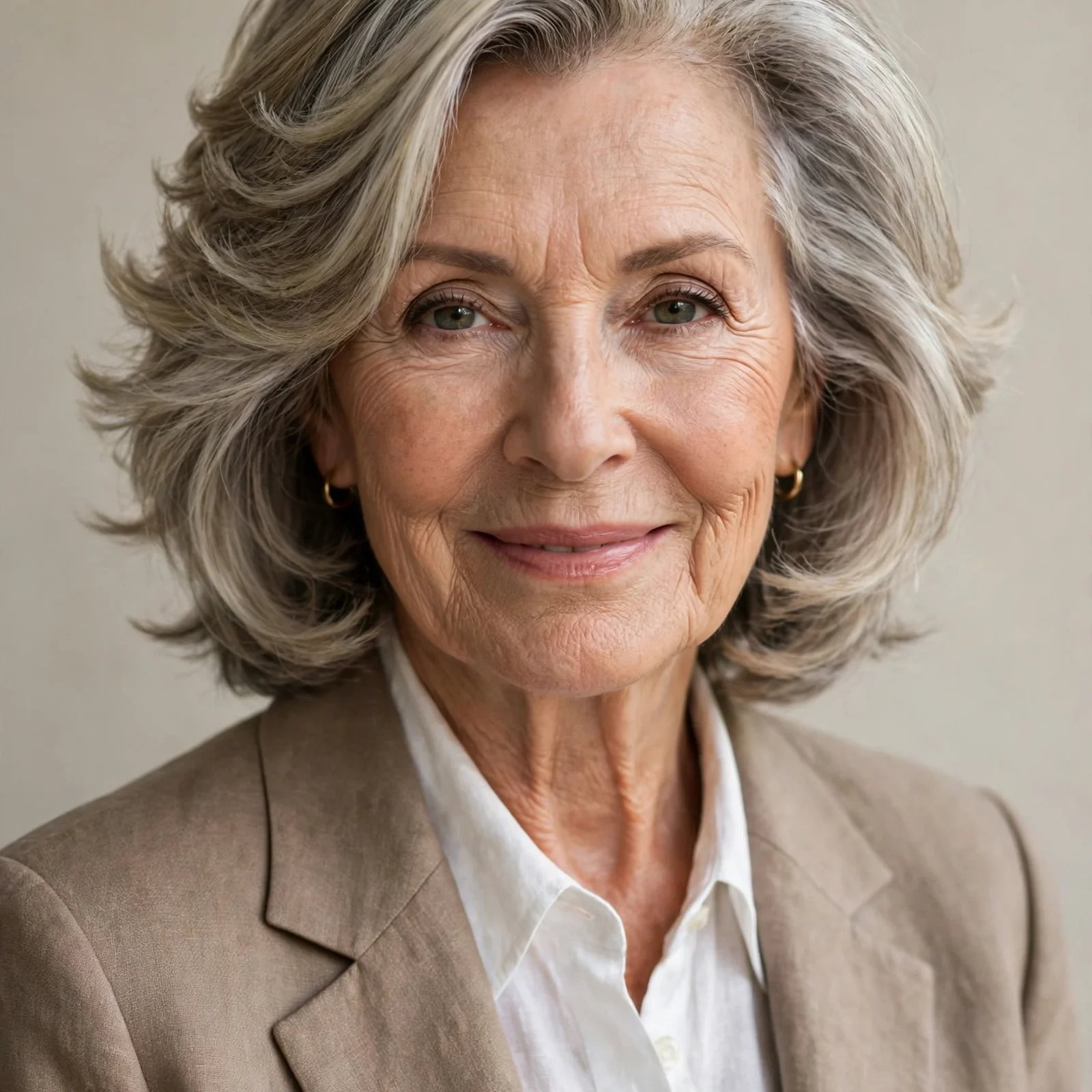 15 Flattering Hairstyles for Women Over 60 That Make You Look Younger: Feathered Cut with Side Part