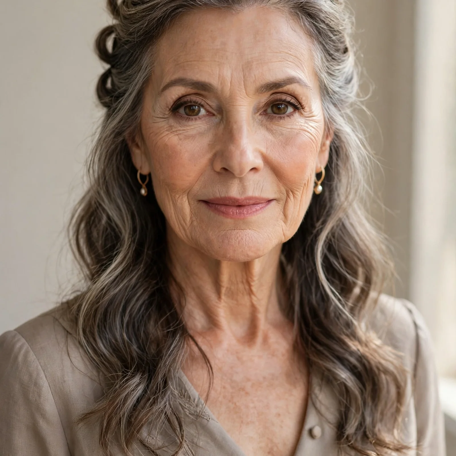 15 Flattering Hairstyles for Women Over 60 That Make You Look Younger: Half-Up Half-Down Style