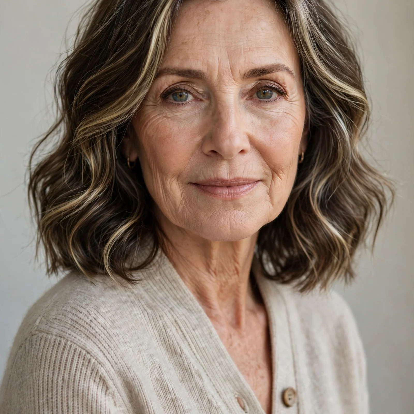 15 Flattering Hairstyles for Women Over 60 That Make You Look Younger: Shoulder-Length Waves with Highlights