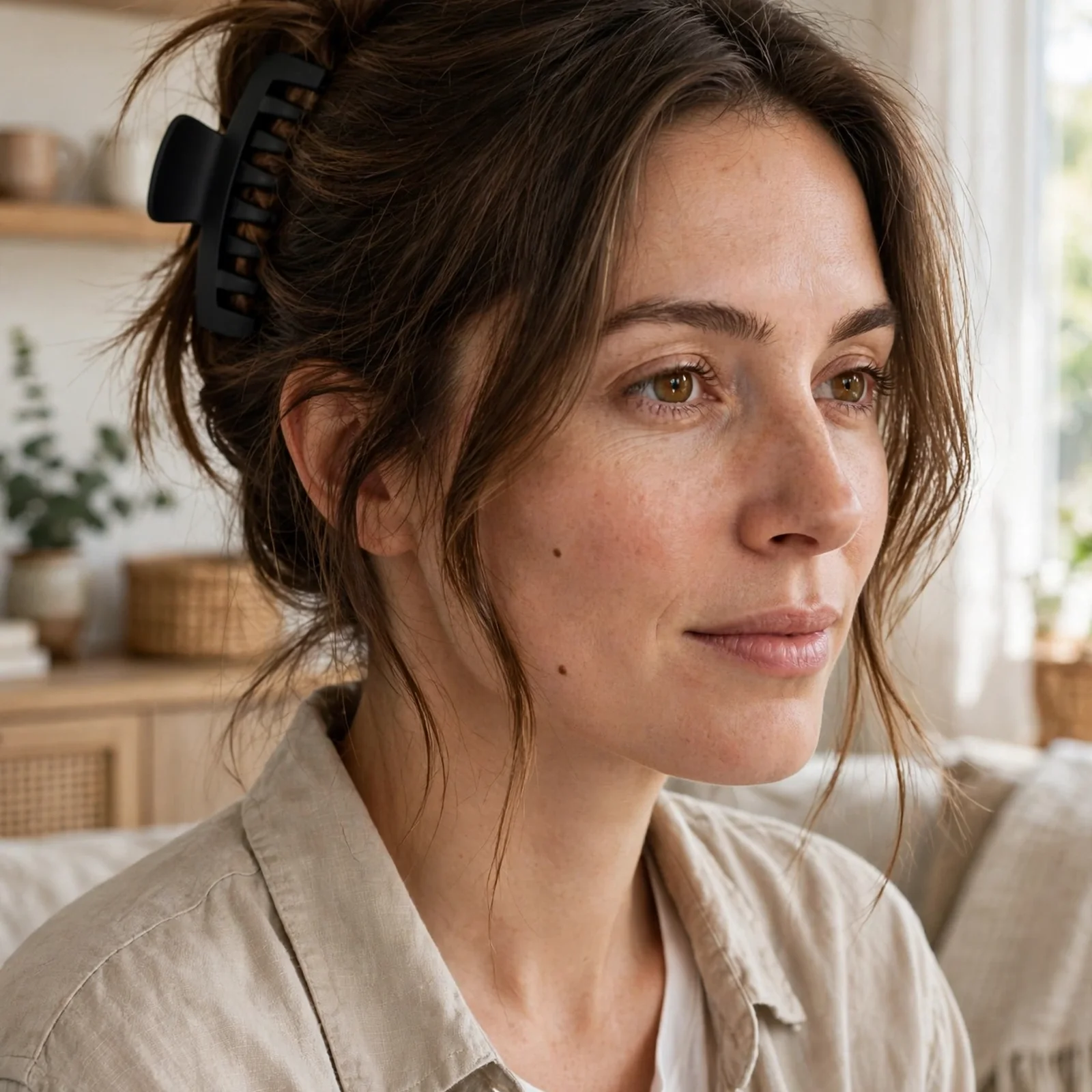 20 Hairstyles for Women With Oily Hair That Stay Fresh & Matte All Day: Loose Claw Clip Twist