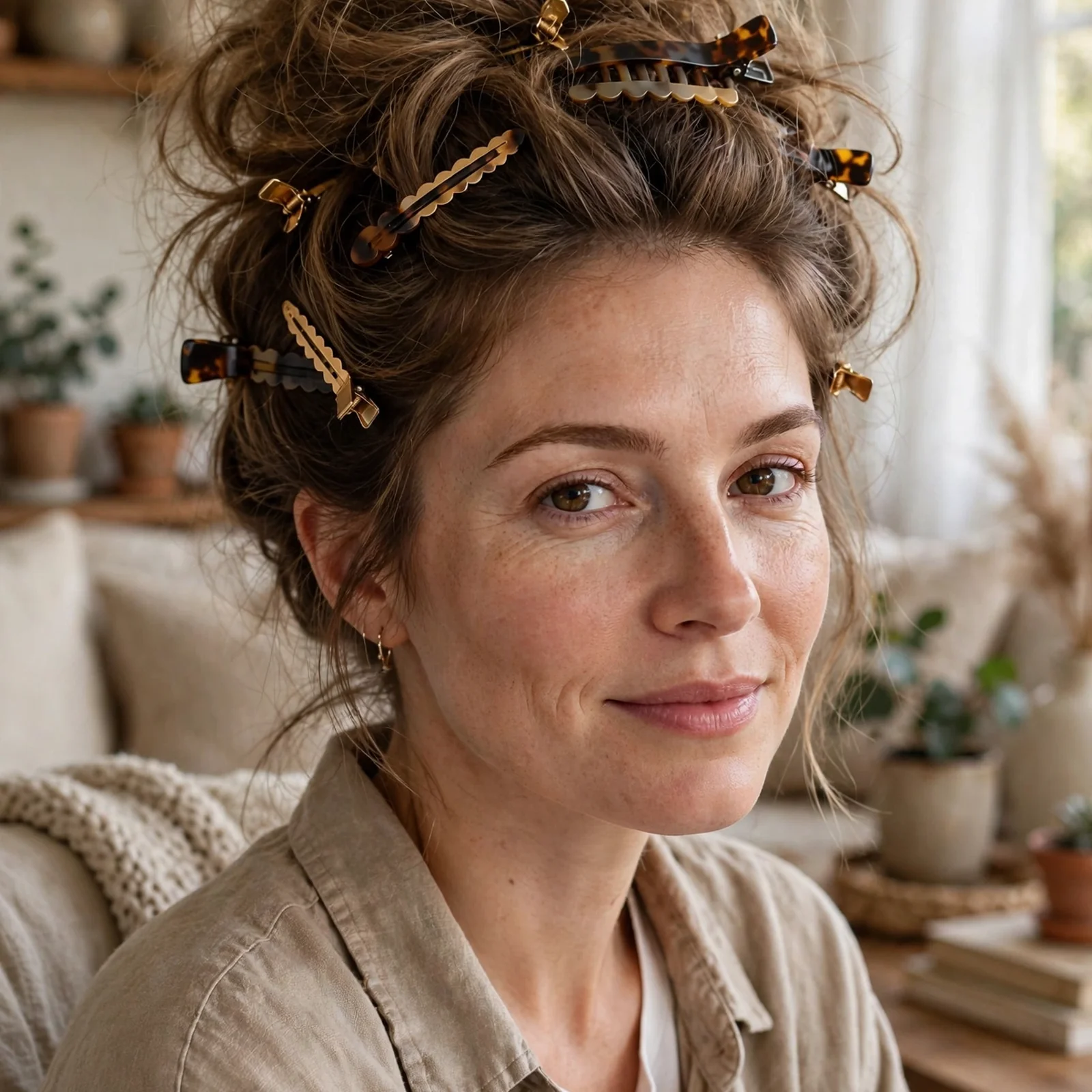 20 Hairstyles for Women With Oily Hair That Stay Fresh & Matte All Day: Fluffy Clipped Updo