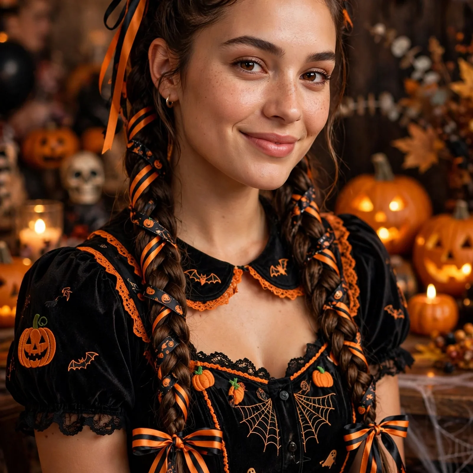 15 Cool Hairstyles for Halloween Costumes: Braids with Halloween Ribbons