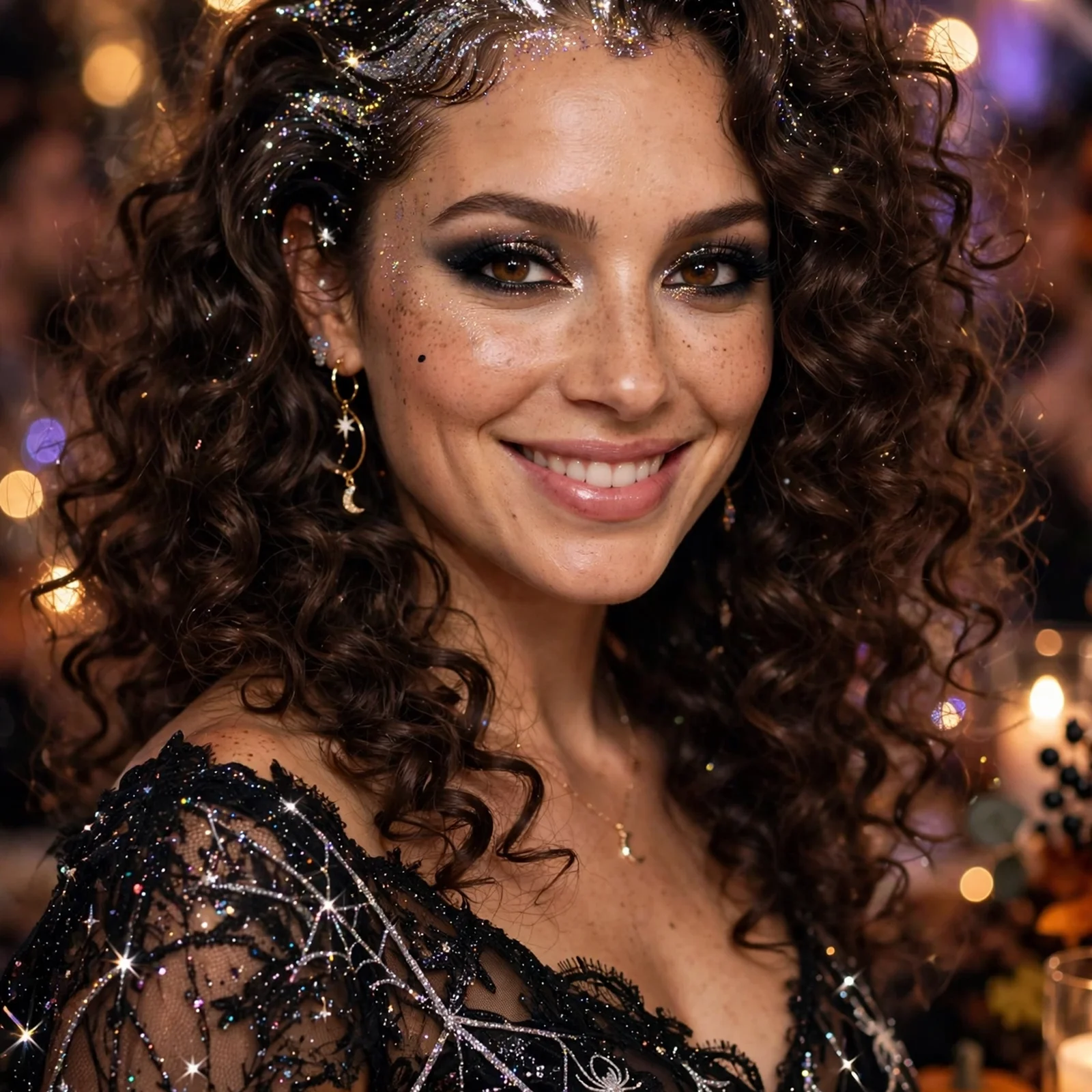 15 Cool Hairstyles for Halloween Costumes: Glamorous Glitter Roots with Curls