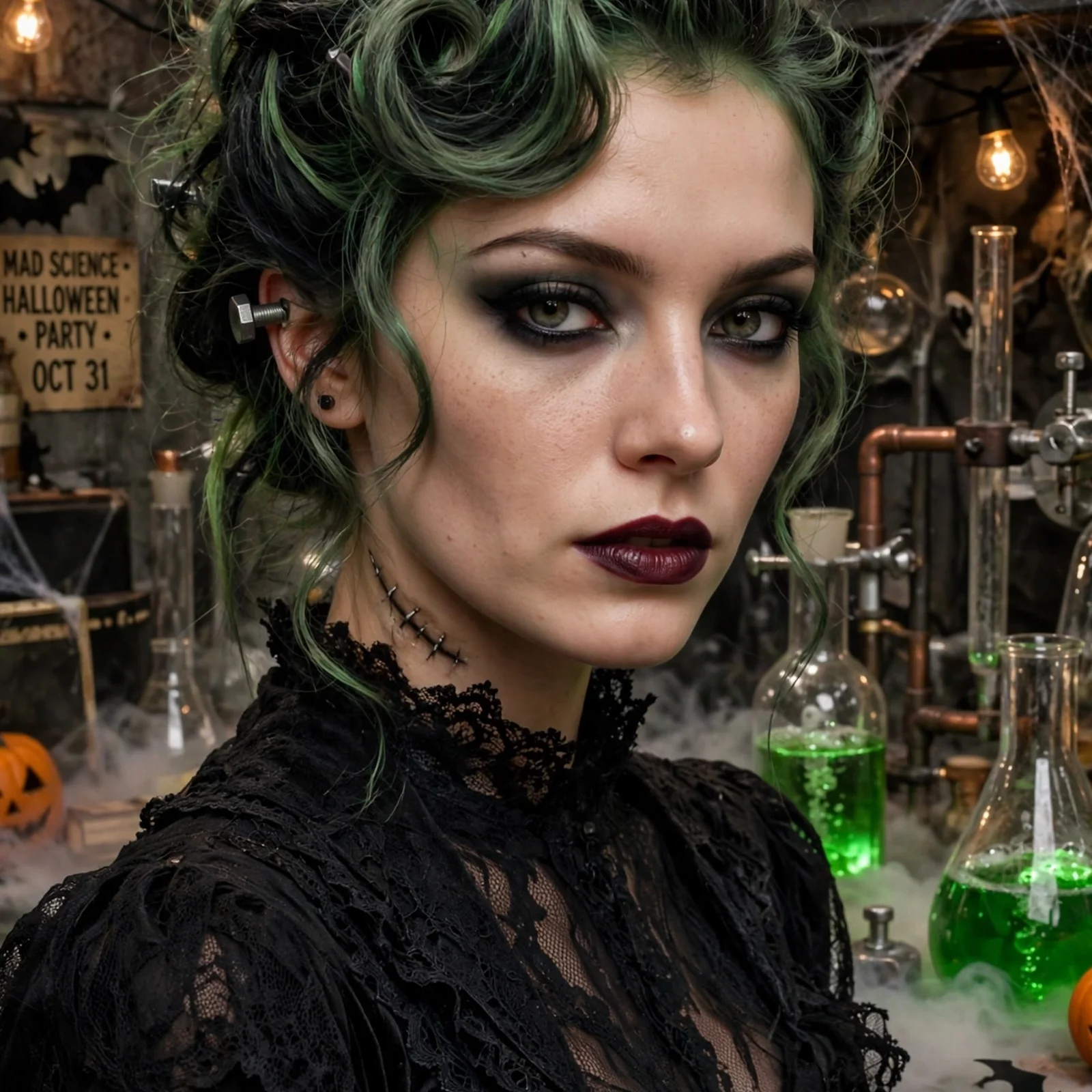 15 Cool Hairstyles for Halloween Costumes: Frankenstein Green Hair