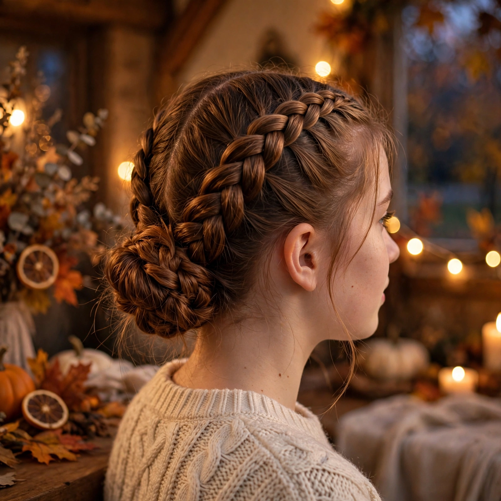 Dutch Braid Crown into a Low Bun